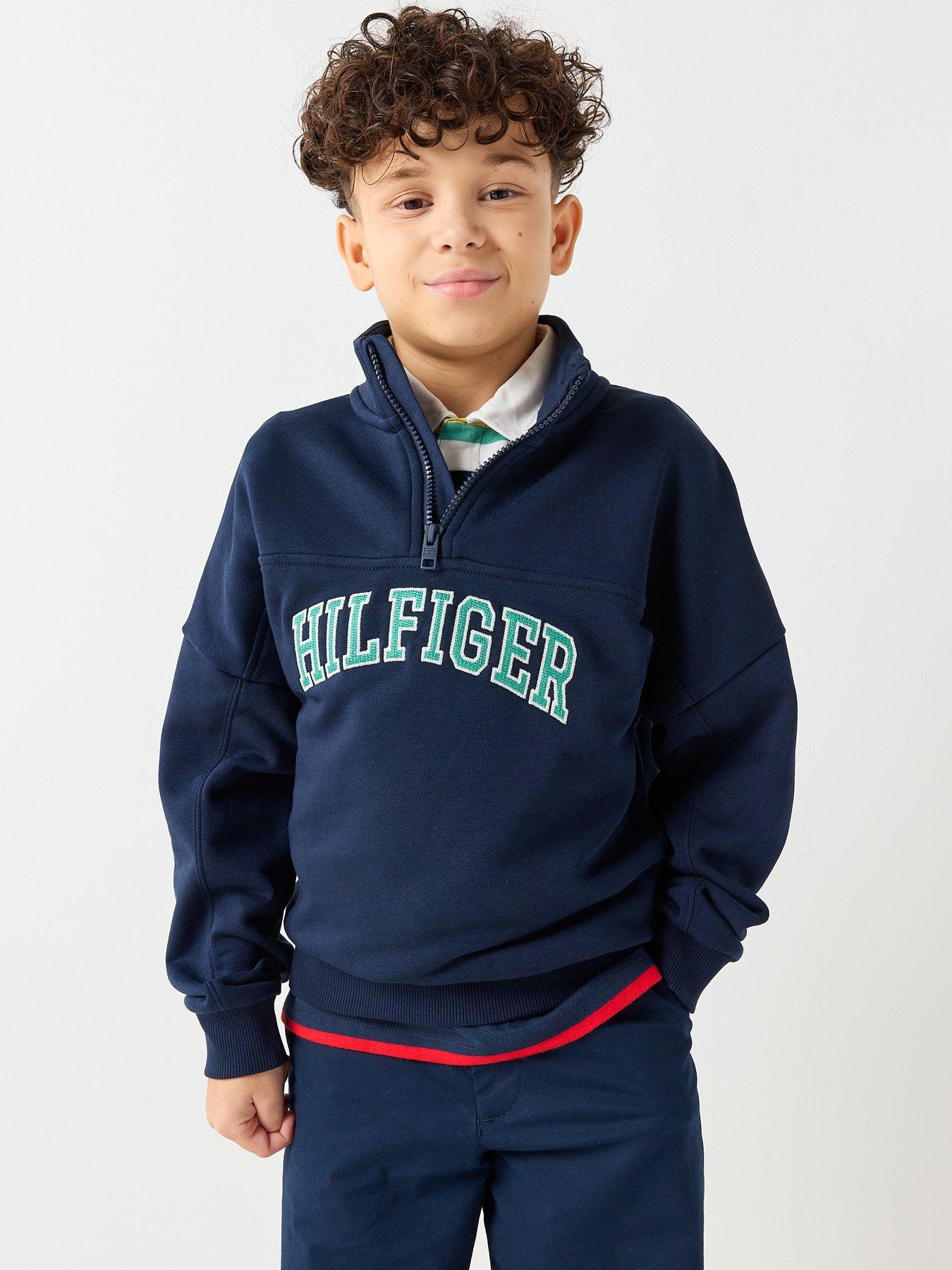 Image 5 of 6 of Tommy Hilfiger Boys Varsity Zip Sweatshirt - Navy