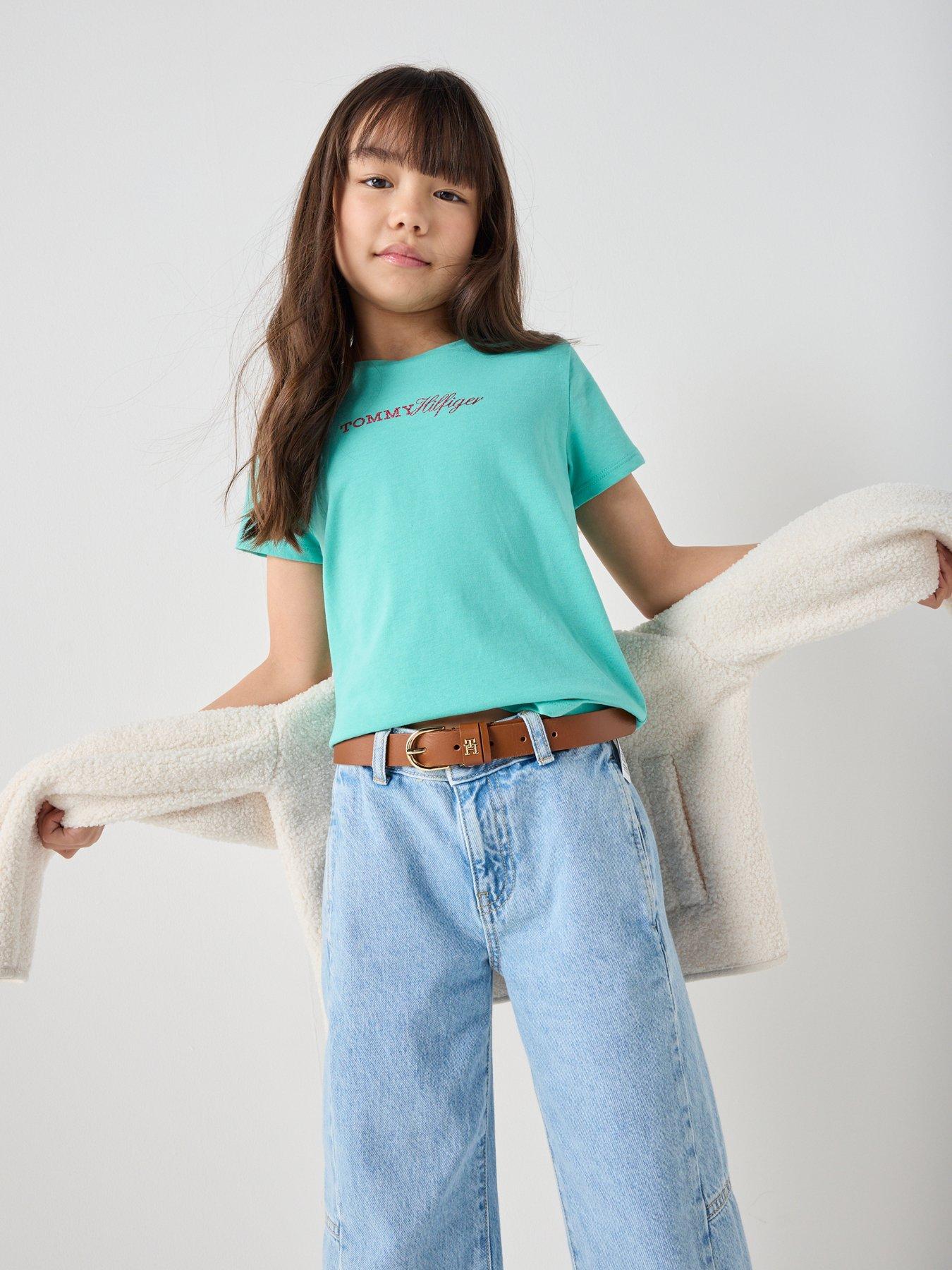 Tommy Hilfiger Girls Tommy Script Short Sleeve T-shirt - Green
