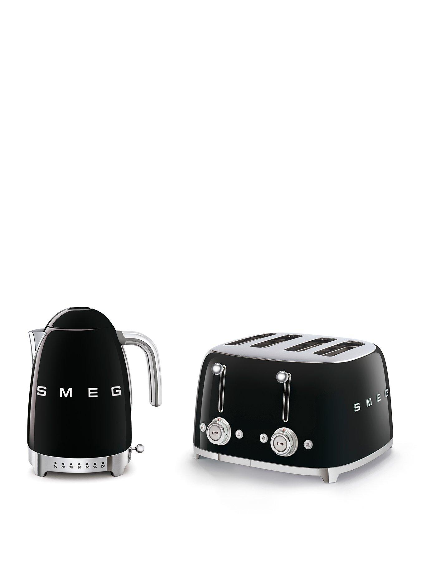 Smeg Variable Temperature Kettle and 4 Slice Toaster Bundle- Black