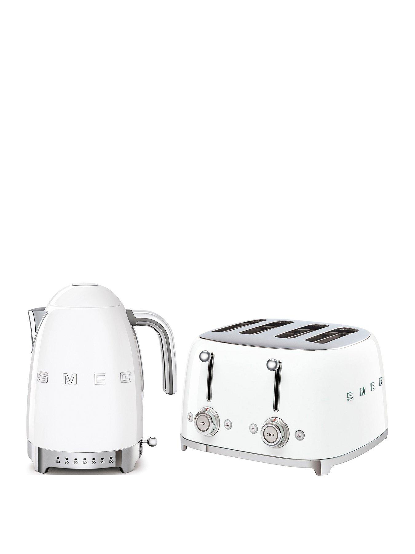 Smeg Variable Temperature Kettle and 4 Slice Toaster Bundle- White