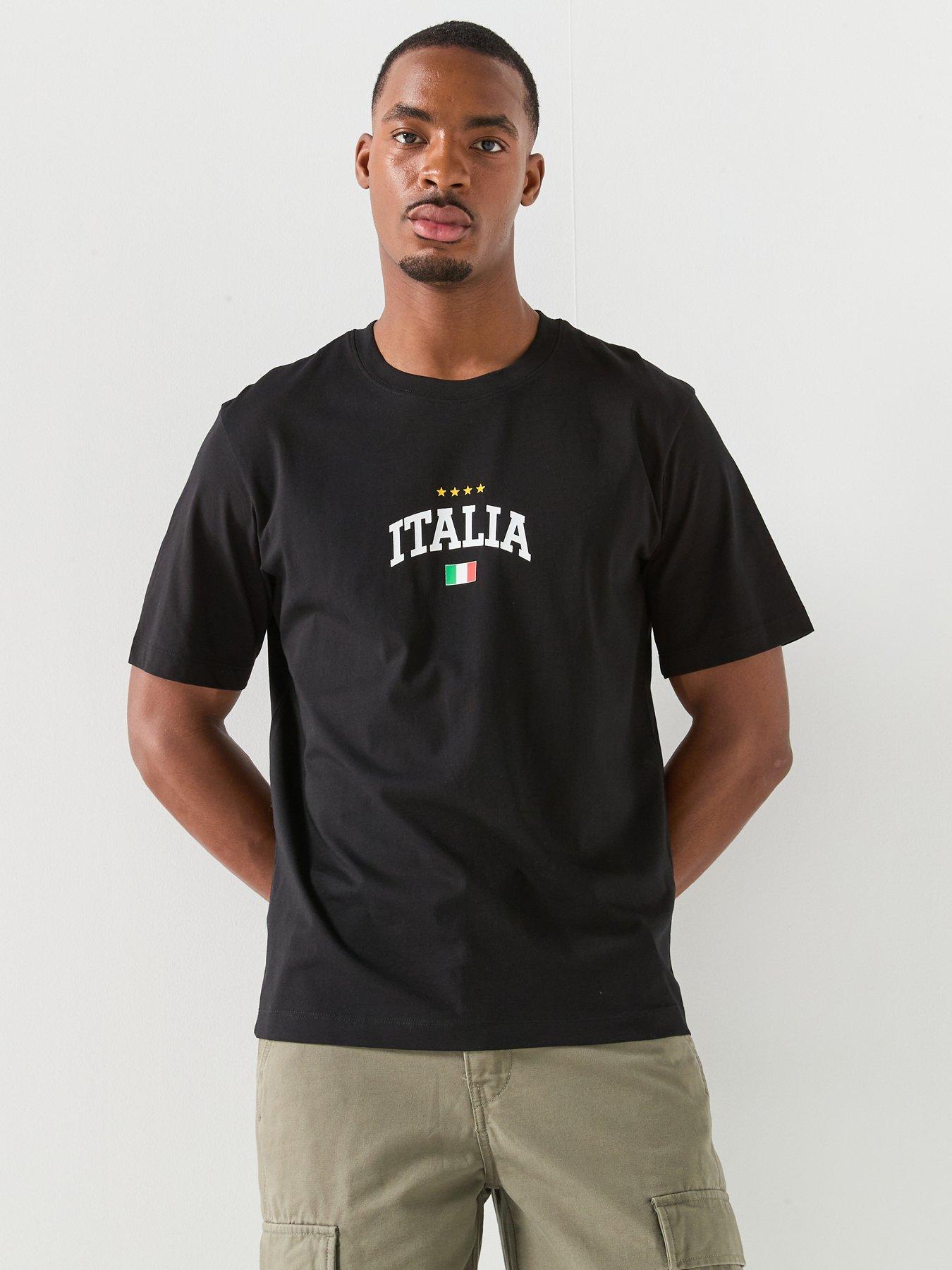 Jack & Jones Italy Football T-Shirt - Black