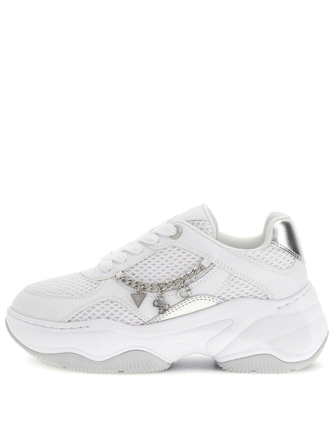 Guess Jeans Harpaa Chunky Sole Logo-Chain Sneaker, White, Size 40, Women
