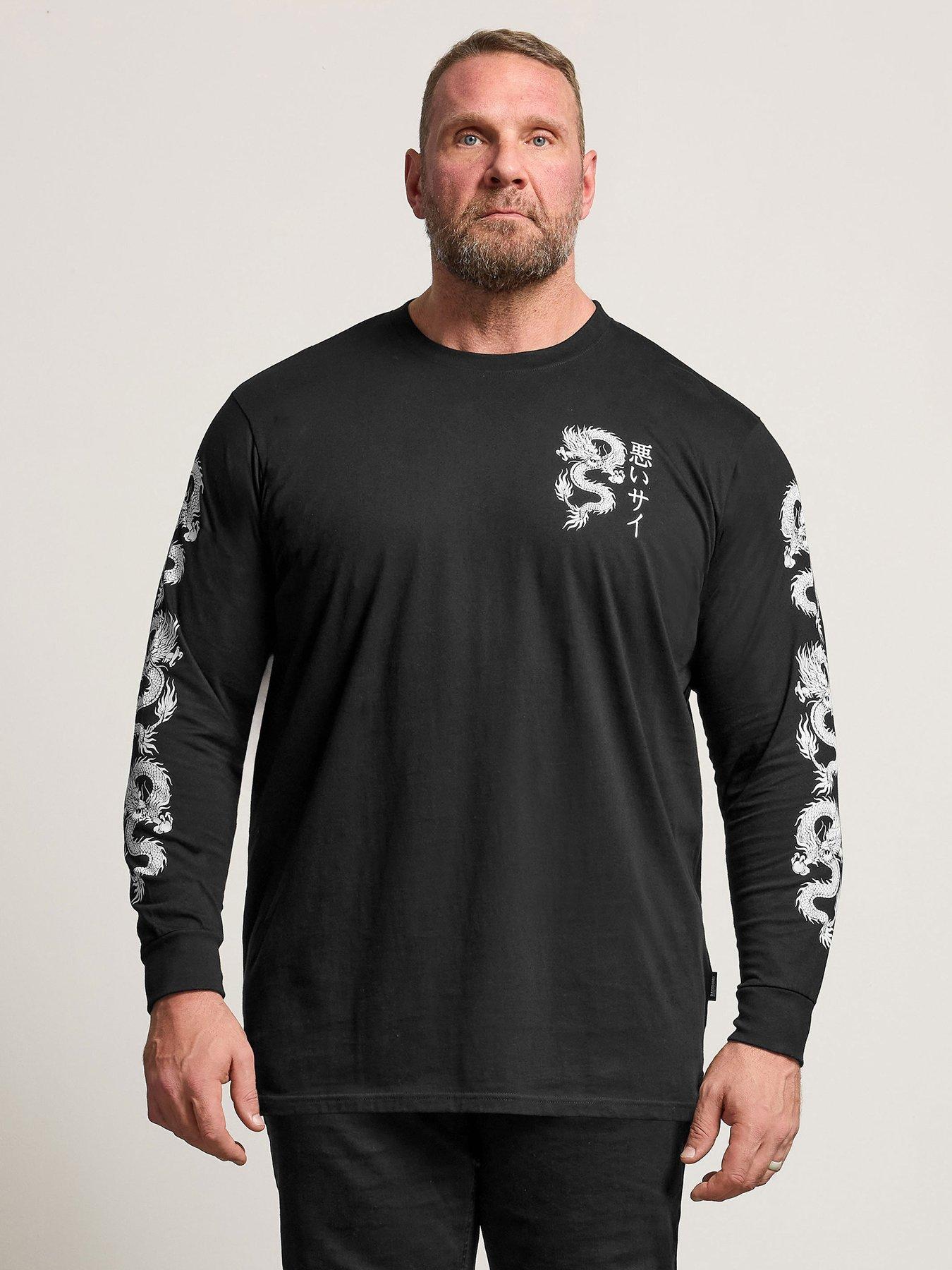 BadRhino Dragon Longline T-Shirt - Black, Black, Size 7-8Xl, Men