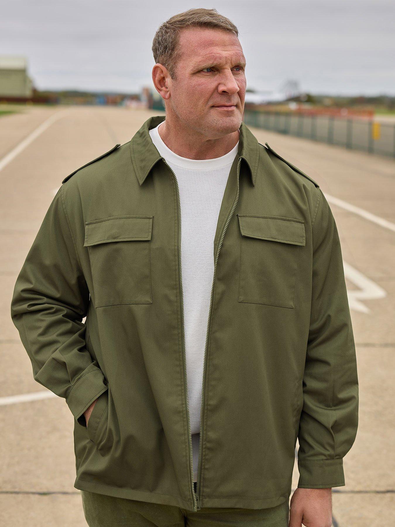 BadRhino Big  &  Tall Military Zip Through Overshirt - Khaki Green
