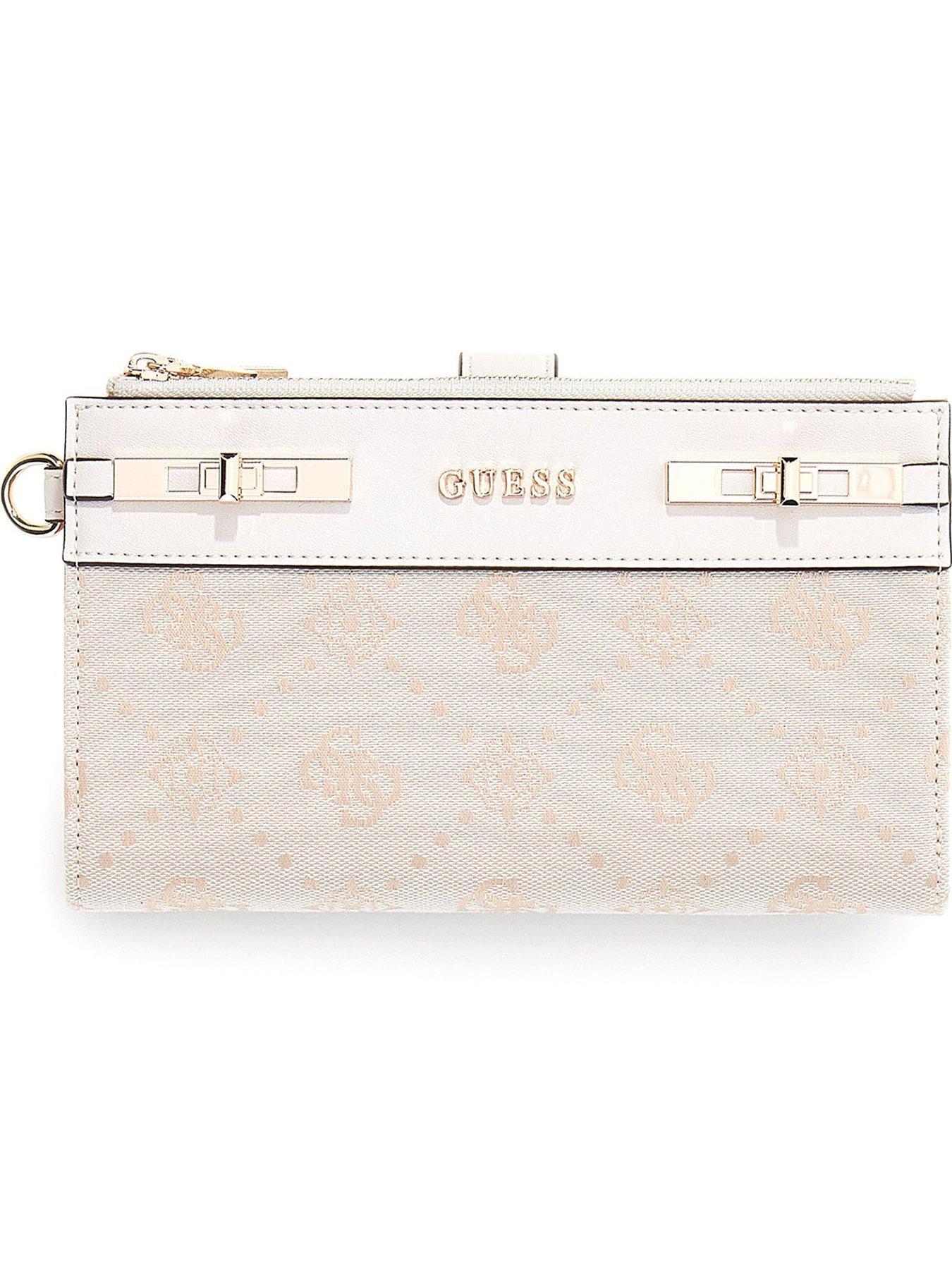Guess Jeans Melinda Logo Zip Around Purse - Cream