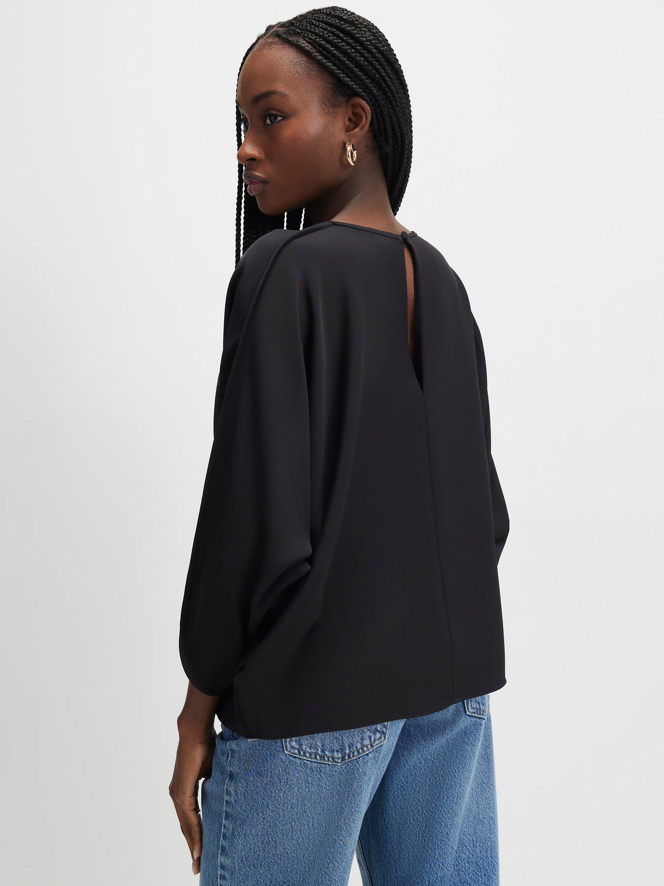 Image 2 of 4 of River Island Long Sleeve Batwing Tshirt - Black