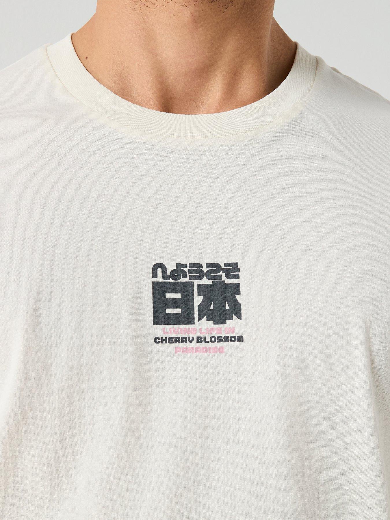 Image 5 of 6 of Jack & Jones Cherry Graphic T-Shirt - Off White
