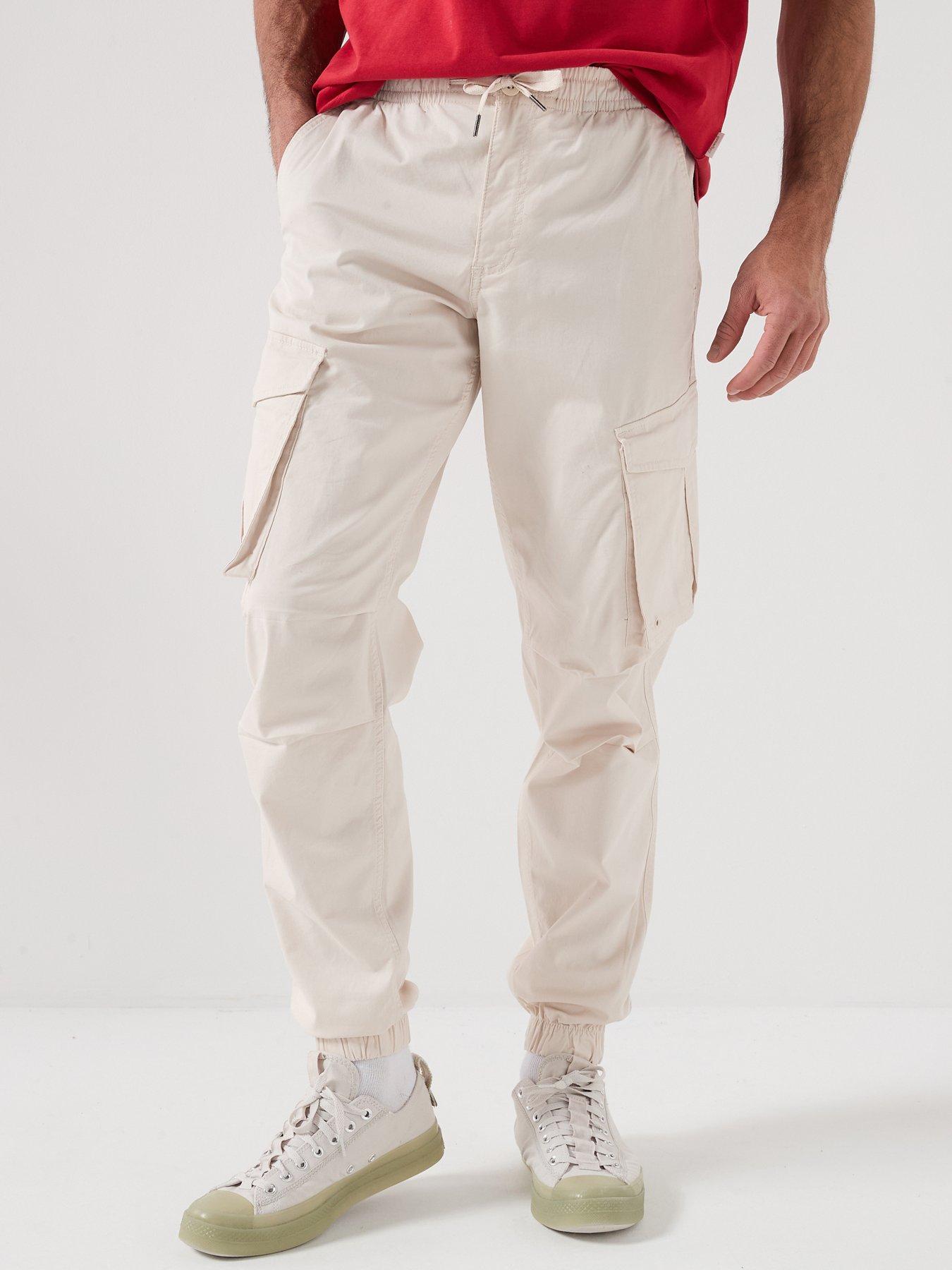 Jack & Jones Kane Noah Cuffed Cargo Trousers - Off White | Very