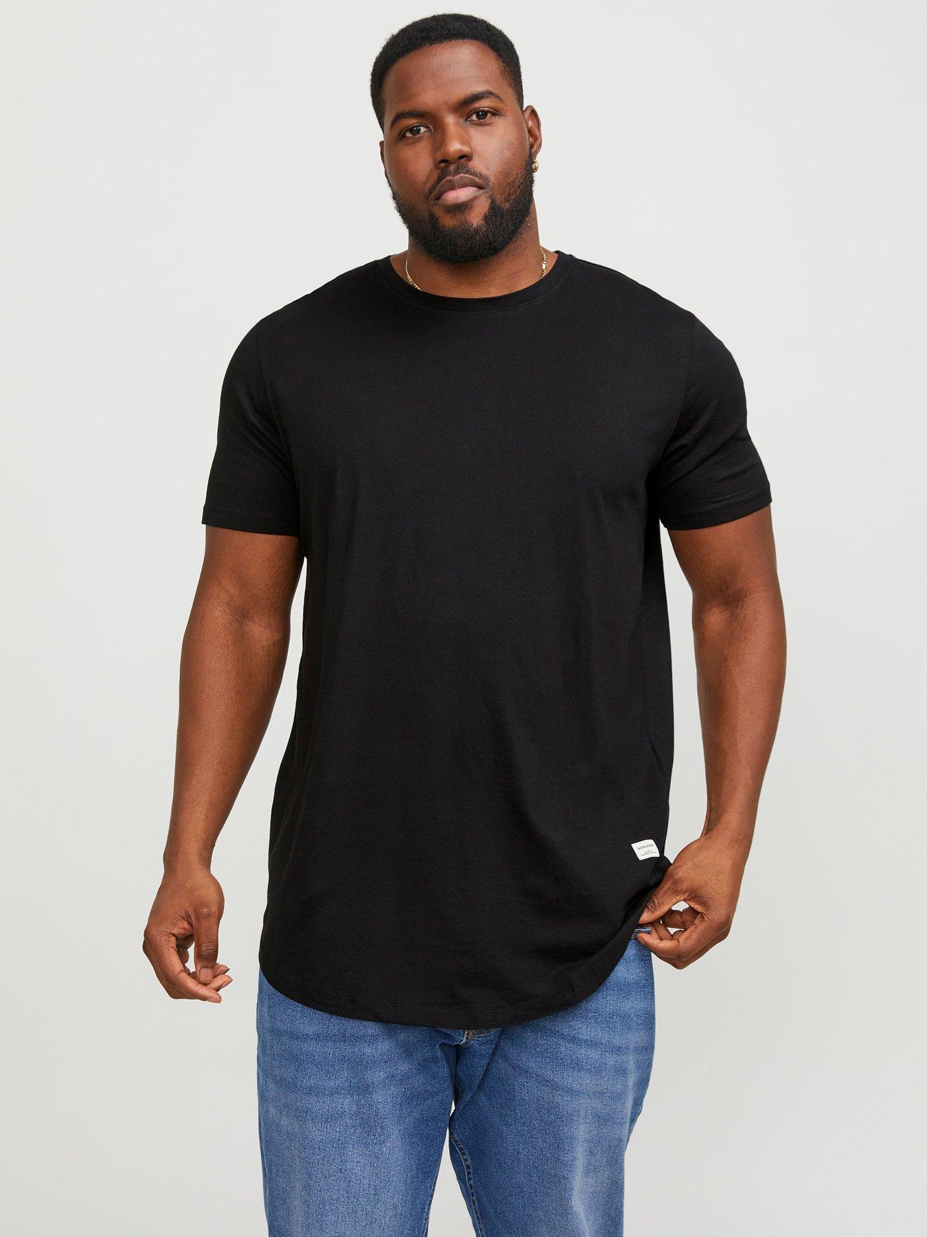 Jack & Jones Plus Longline T-Shirt - Black
