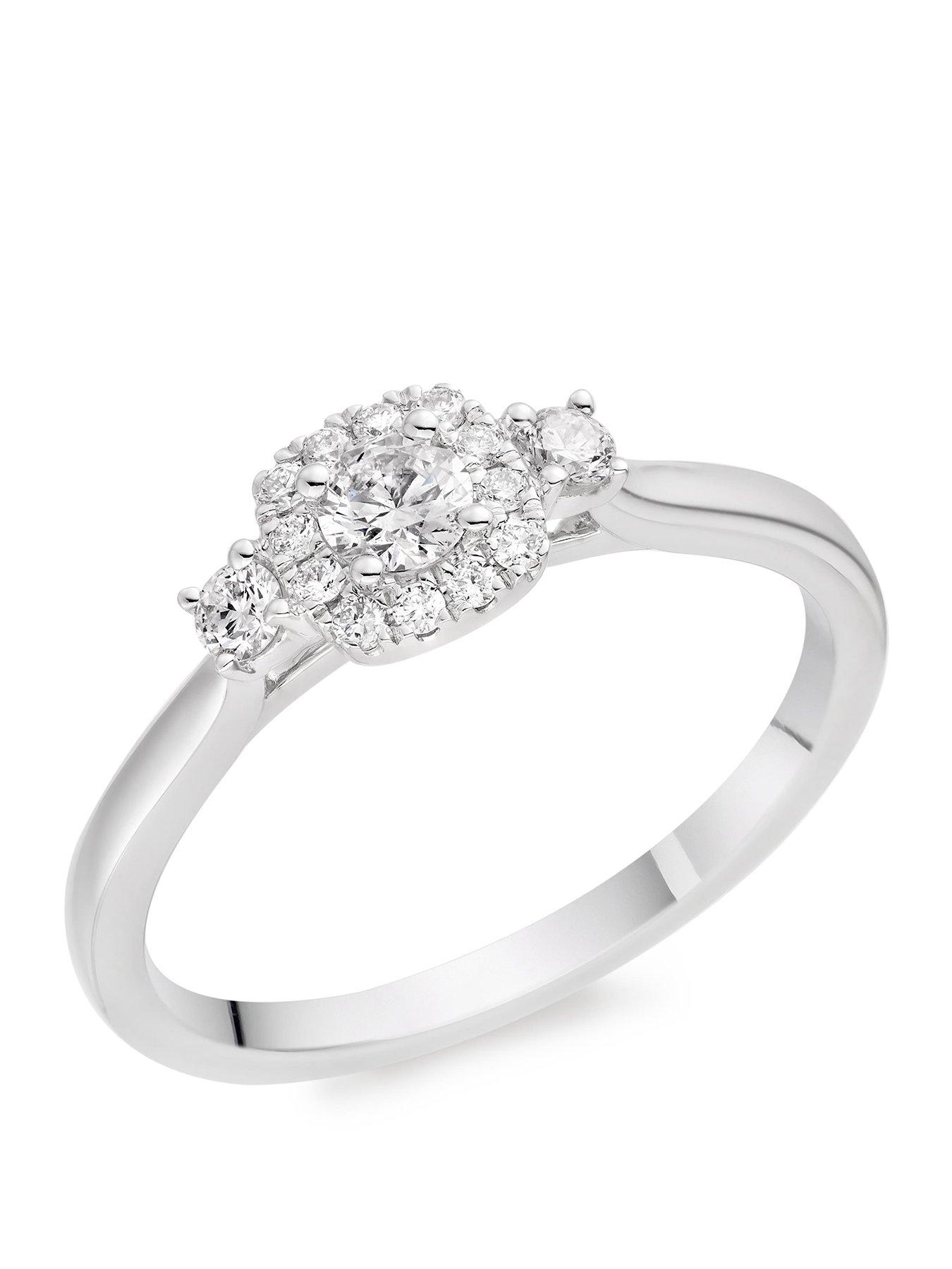 Beaverbrooks 9ct White Gold Diamond Halo Ring