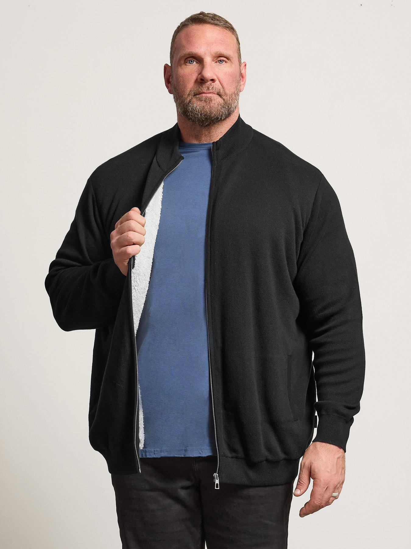Badrhino Knitted Borg Lined Full Zip Jacket - Black