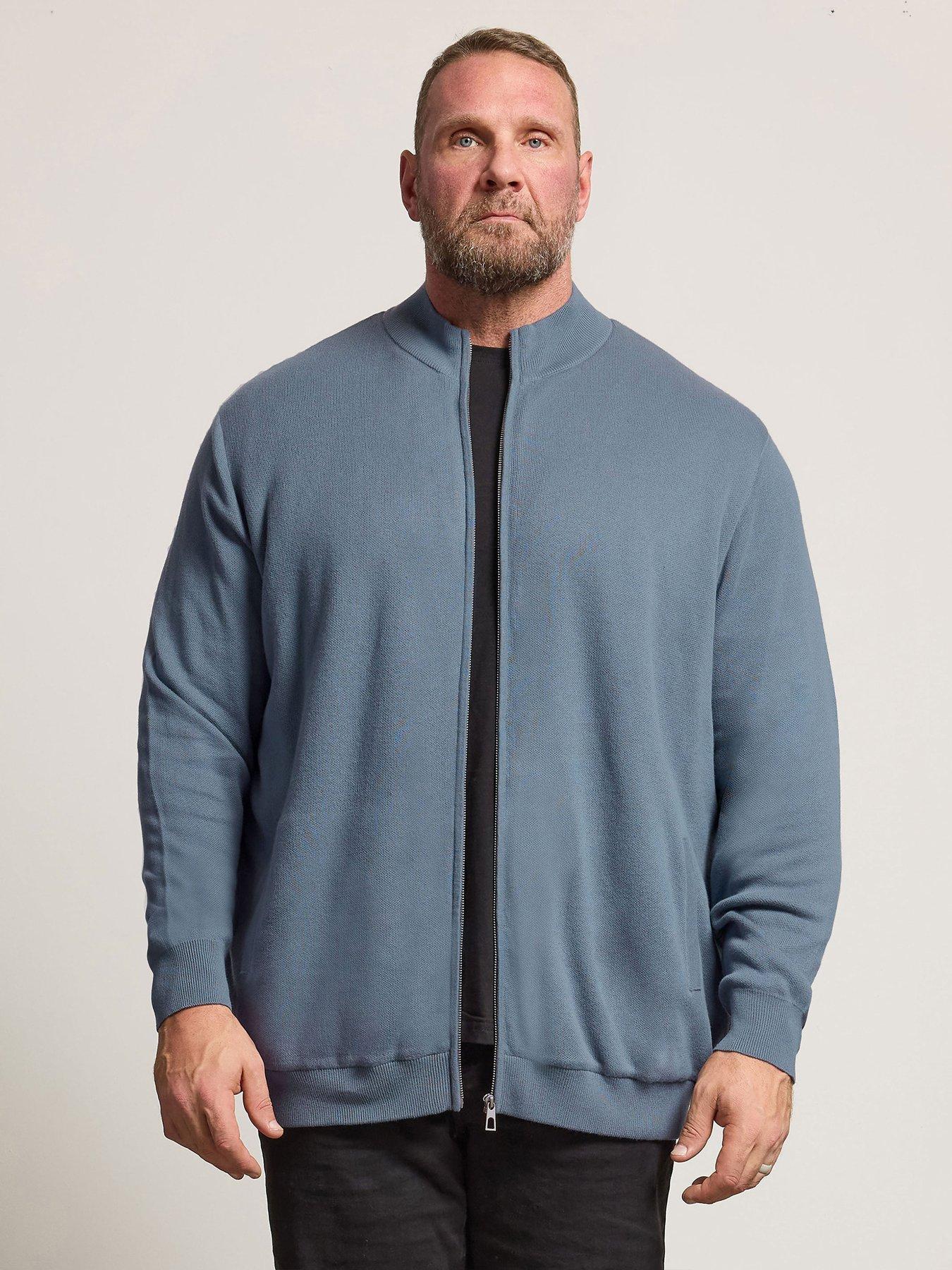 BadRhino Big & Tall Knitted Borg Lined Full Zip Jacket, Blue, Size 4Xl, Men