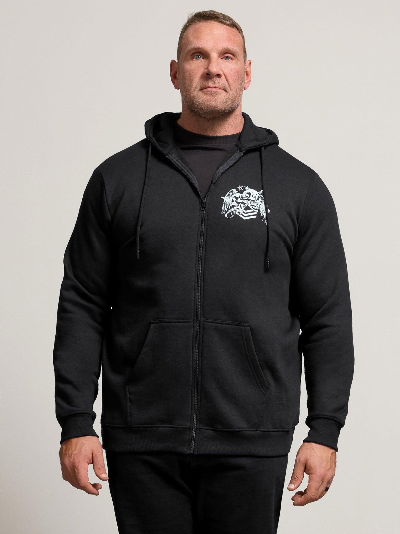 BadRhino Skull Military Zip Thru Sweatshirt Hoodie - Black