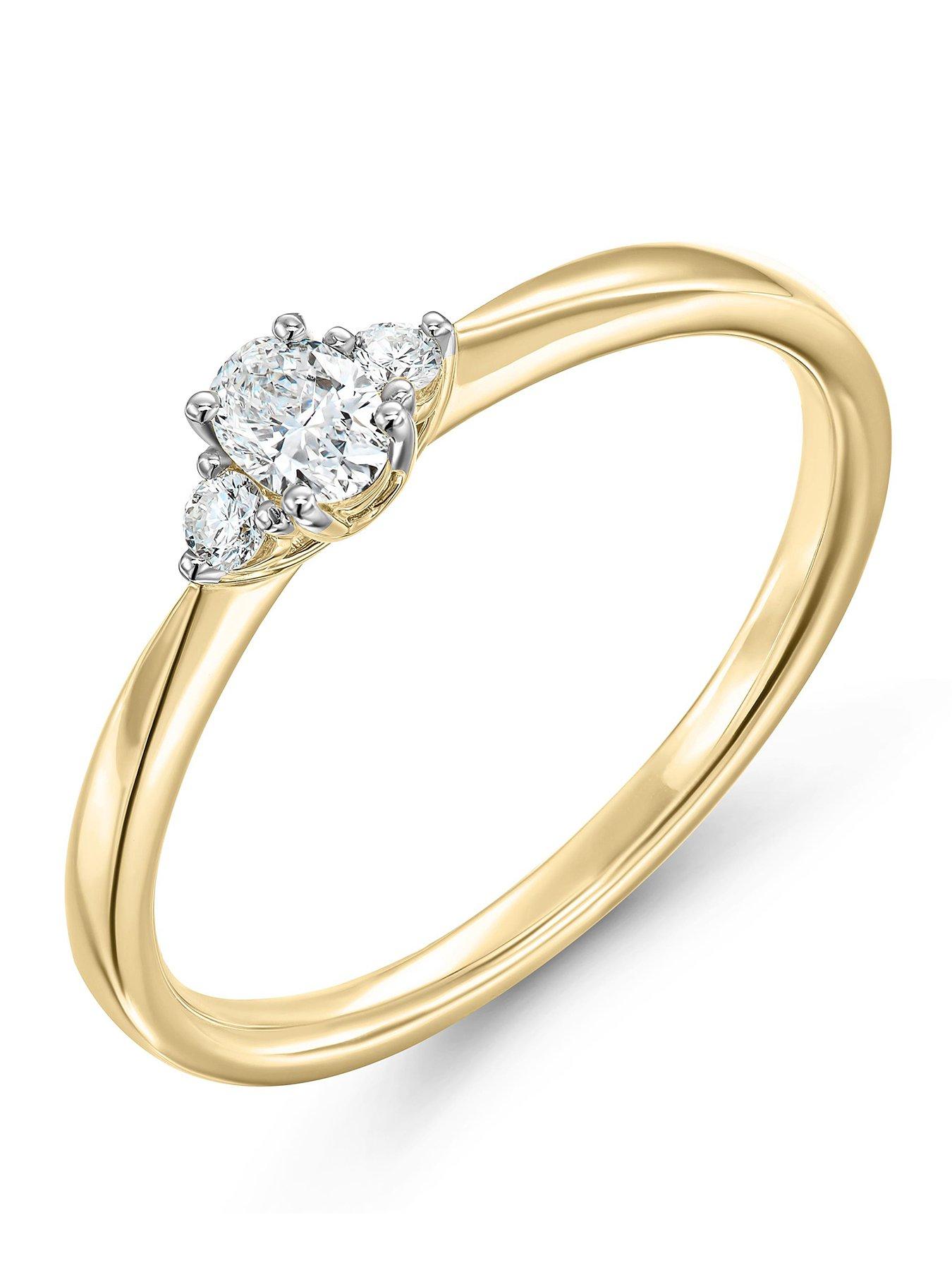 Beaverbrooks 9ct Yellow Gold Three Stone Diamond Engagement Ring