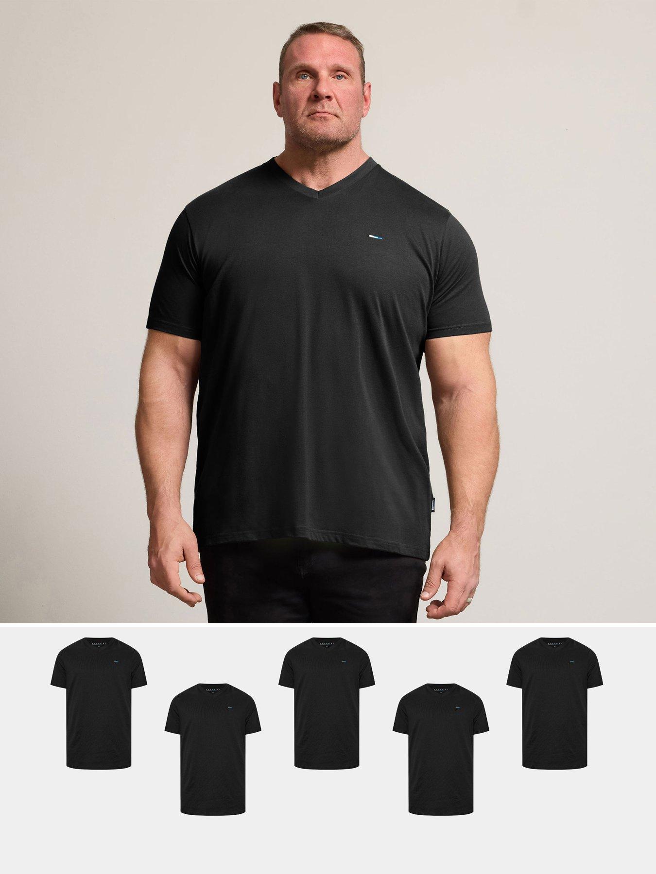 BadRhino 5 Pack Longline V Neck T-Shirt - Black