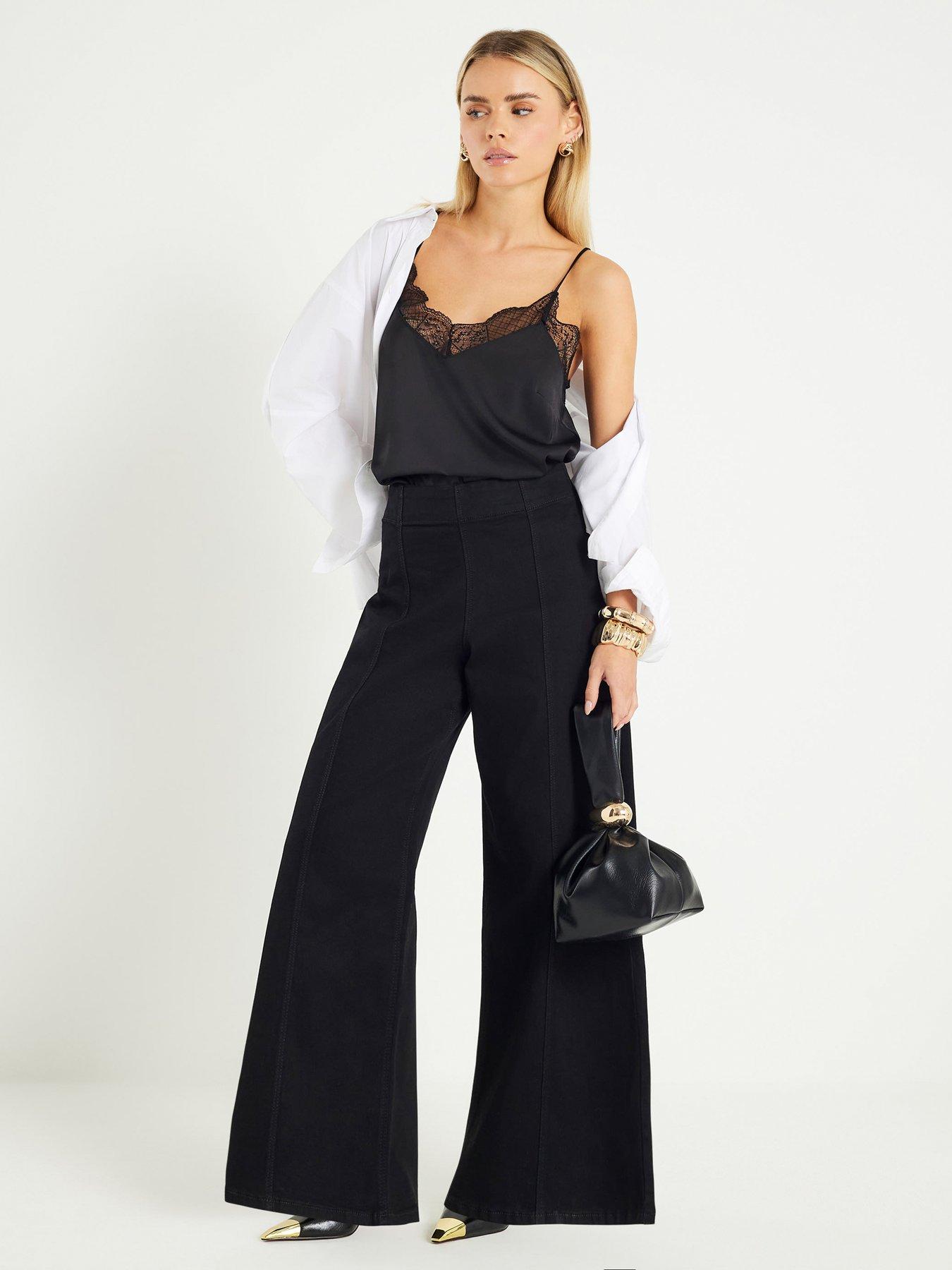River Island Petite Pull On Palazzo Jules Jeans - Black