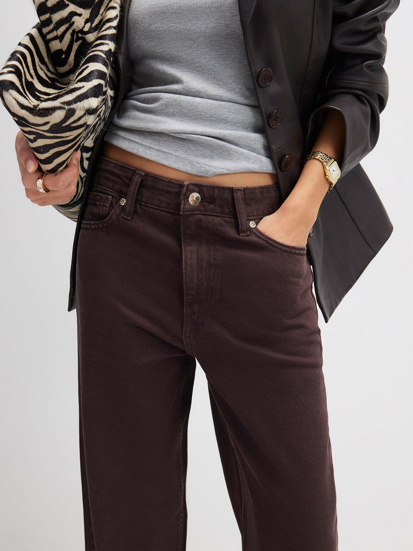 Image 4 of 4 of River Island Wispa Relaxed Straight Jeans - Brown