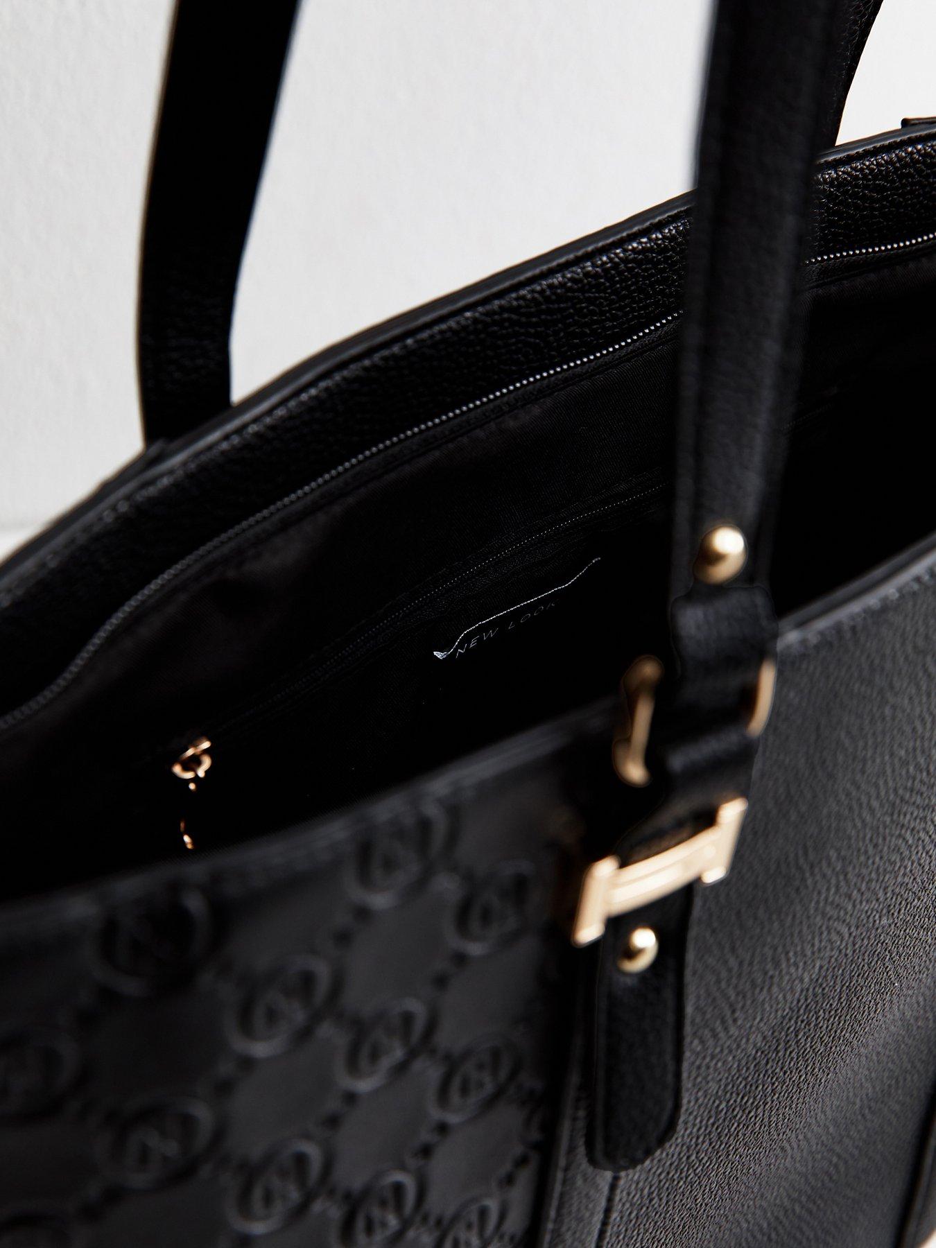 Image 4 of 5 of New Look Faux Leather Logo Embossed Tote Bag - Black