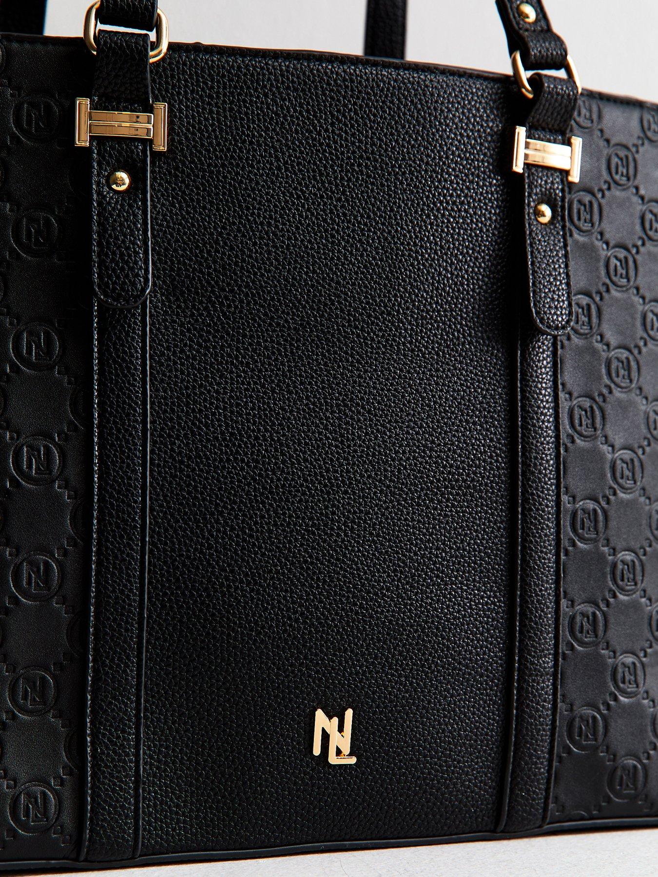 Image 5 of 5 of New Look Faux Leather Logo Embossed Tote Bag - Black