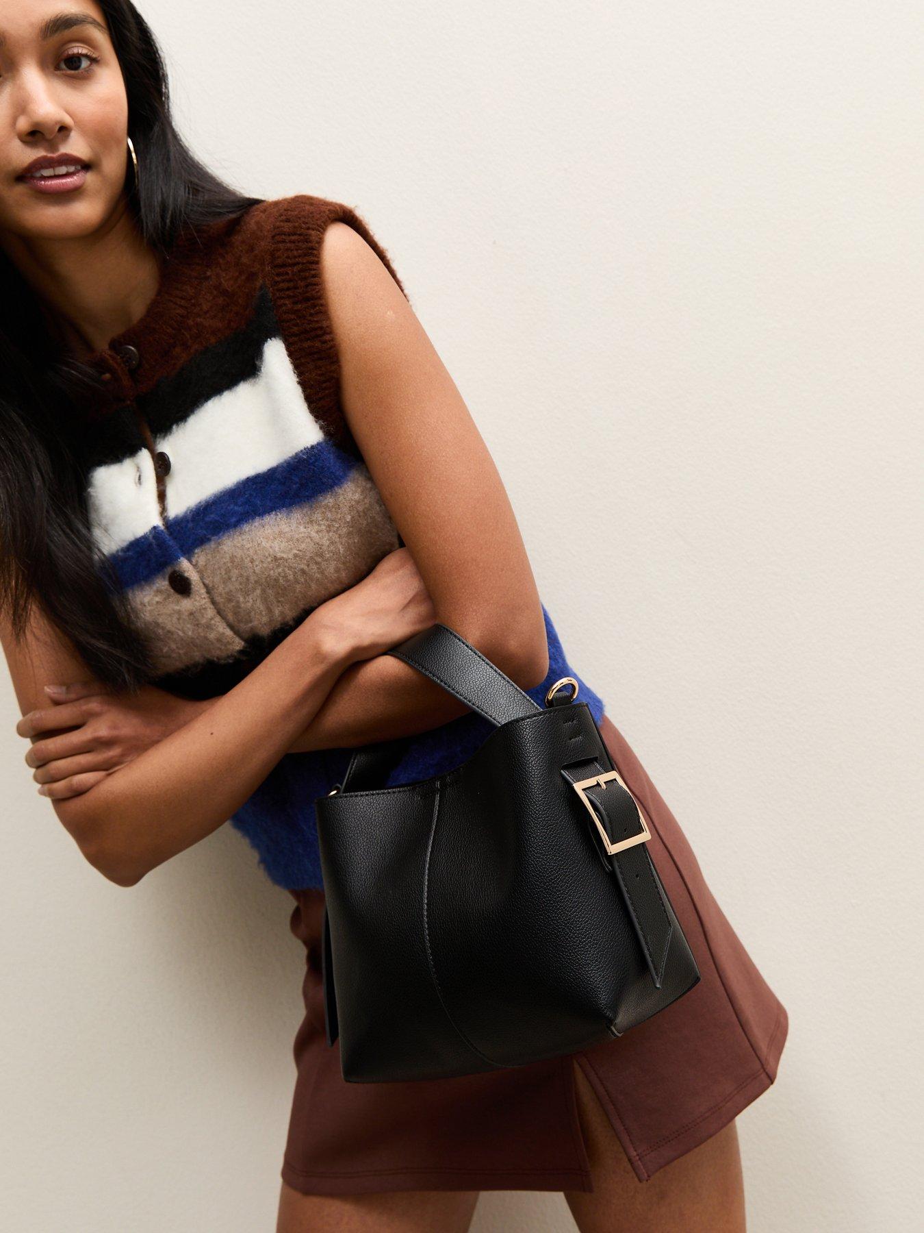 New Look Black Faux Leather Mini Bucket Bag