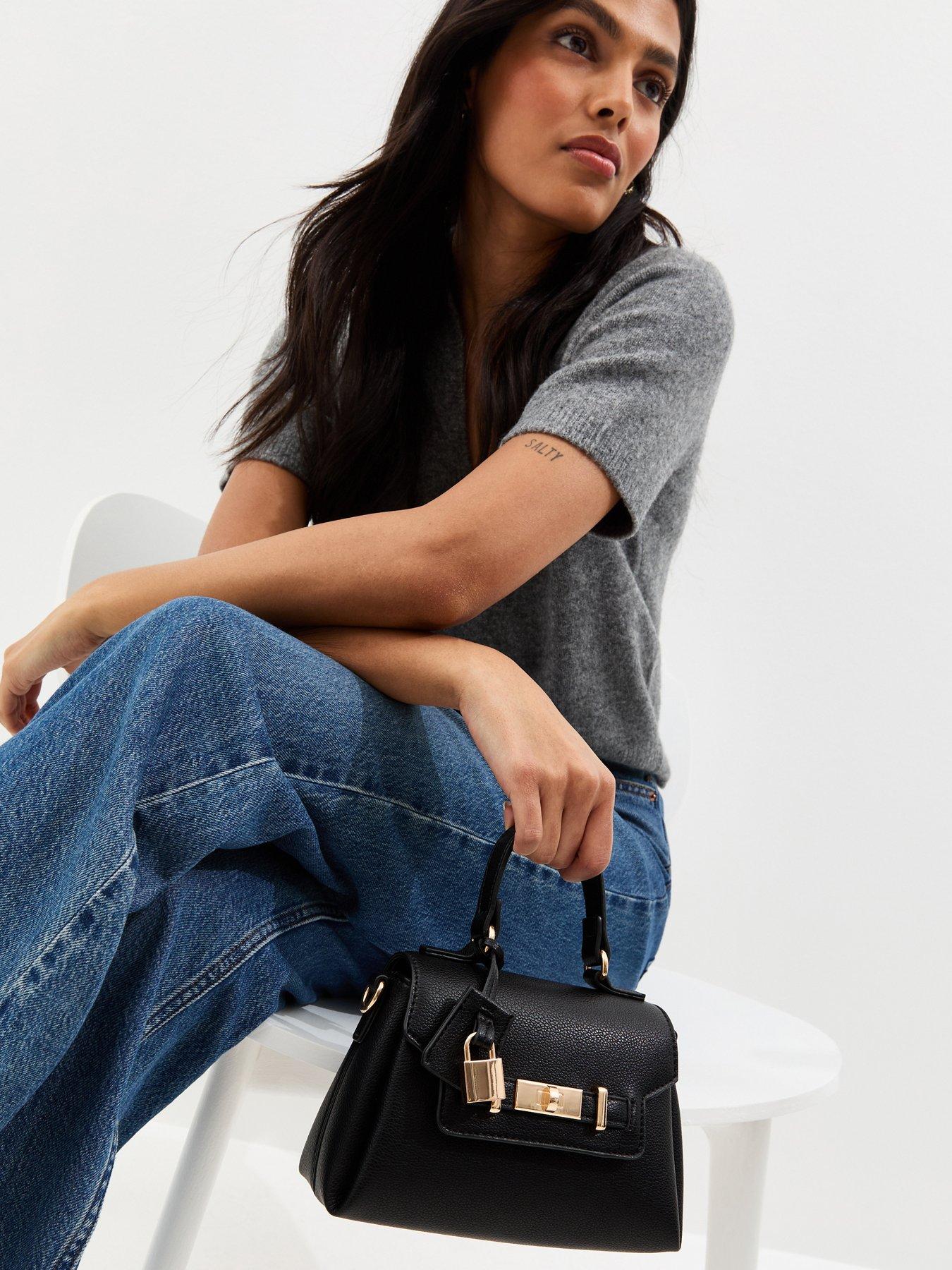 New Look Mini Faux Leather Turn Lock Crossbody Bag - Black