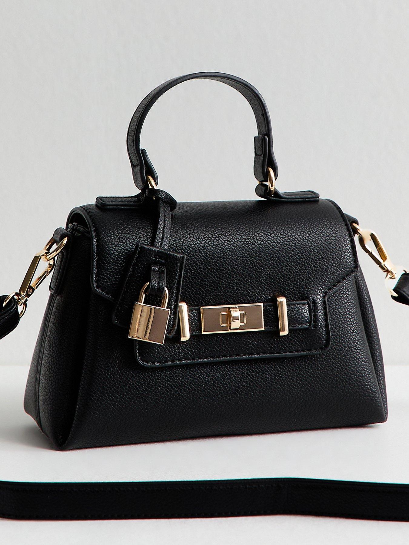 New Look Mini Faux Leather Turn Lock Crossbody Bag - Black