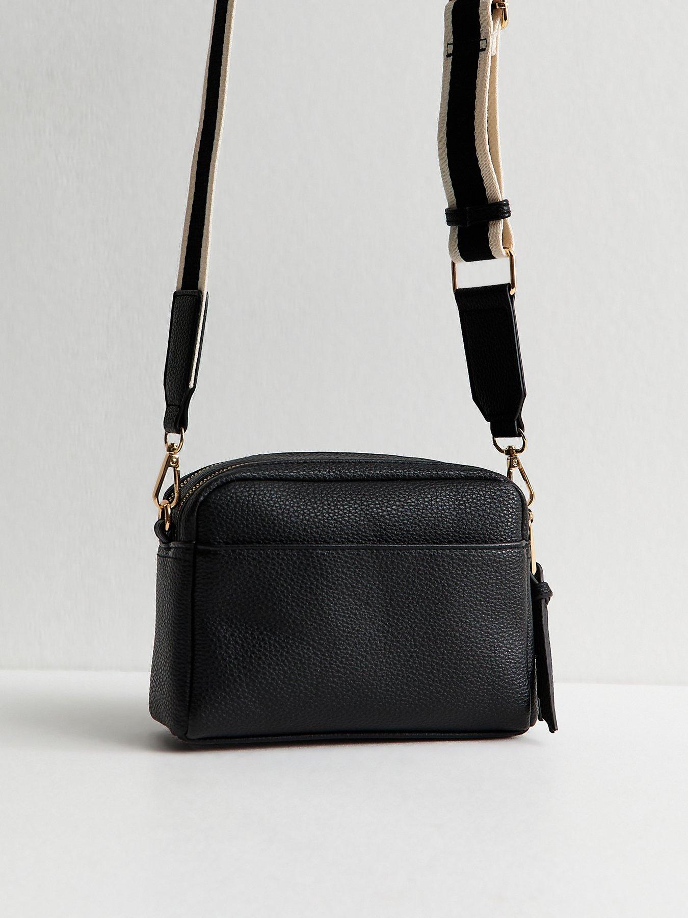Image 3 of 5 of New Look Faux Leather Double Pocket Crossbody Bag - Black