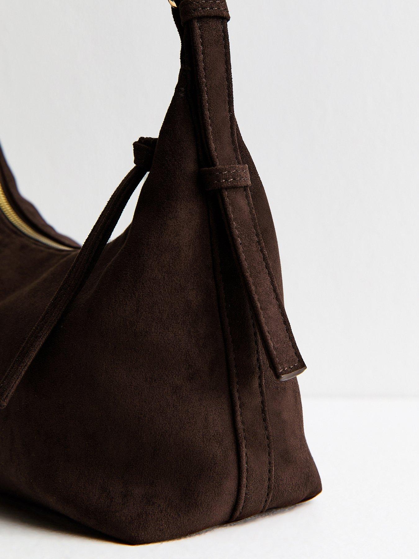Image 5 of 5 of New Look Dark Brown Faux Suede Slouchy Shoulder Bag