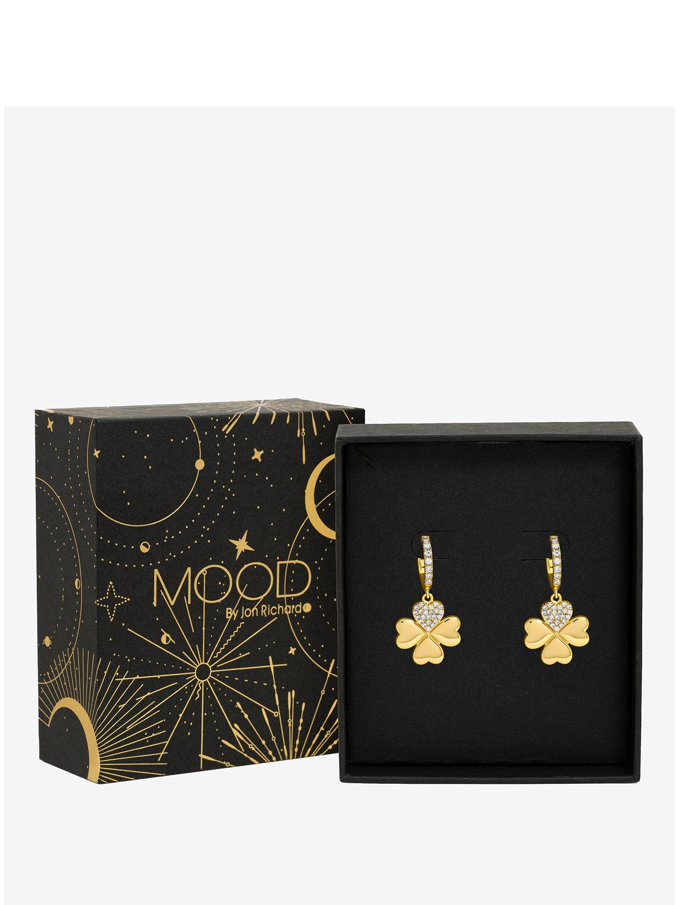 Mood Gold Plated Clover Earrings Gift Boxed