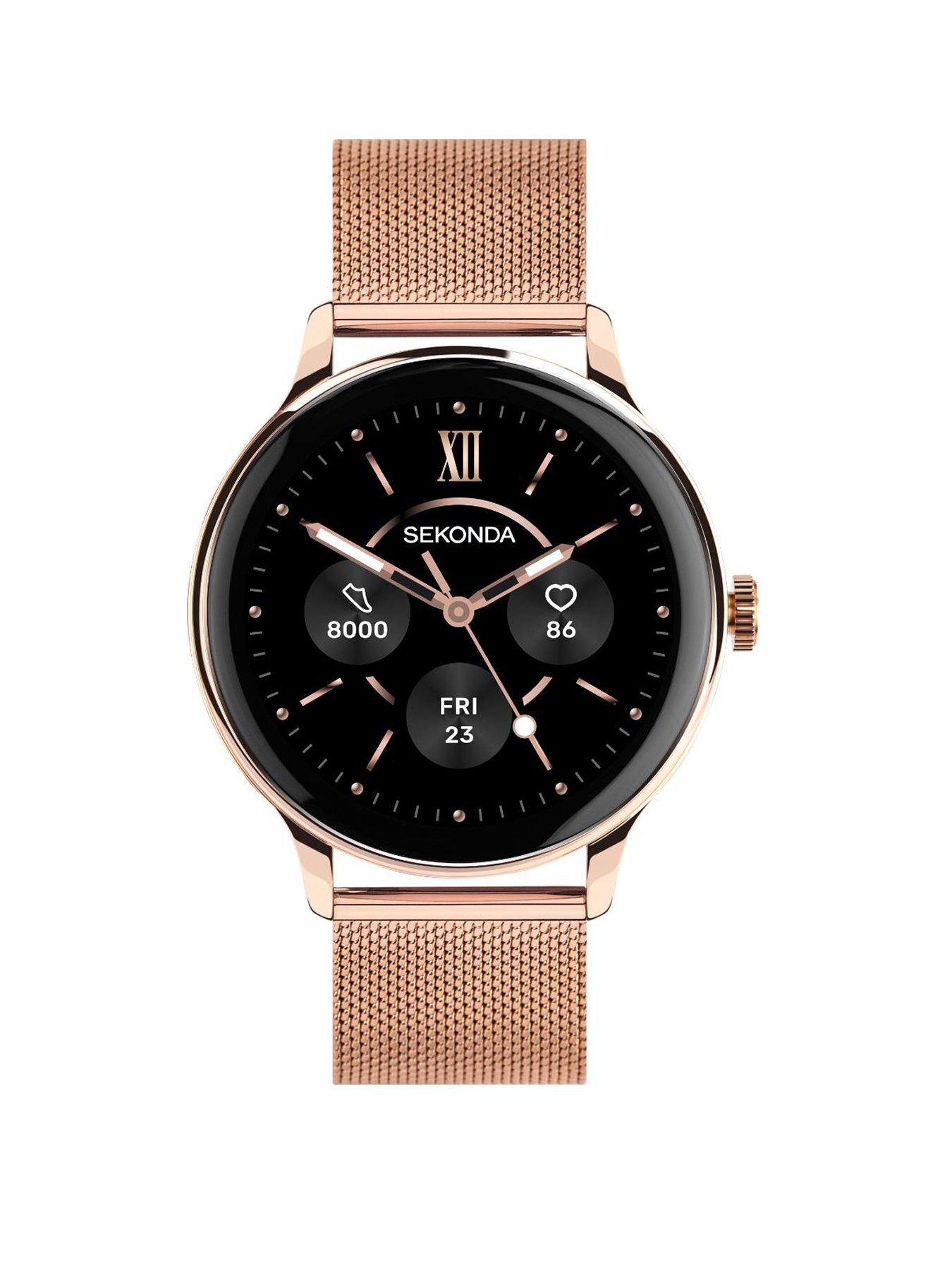 Sekonda Womens Flex Plus Rose Gold Stainless Steel Bracelet with AMOLED Dial Smartwatch