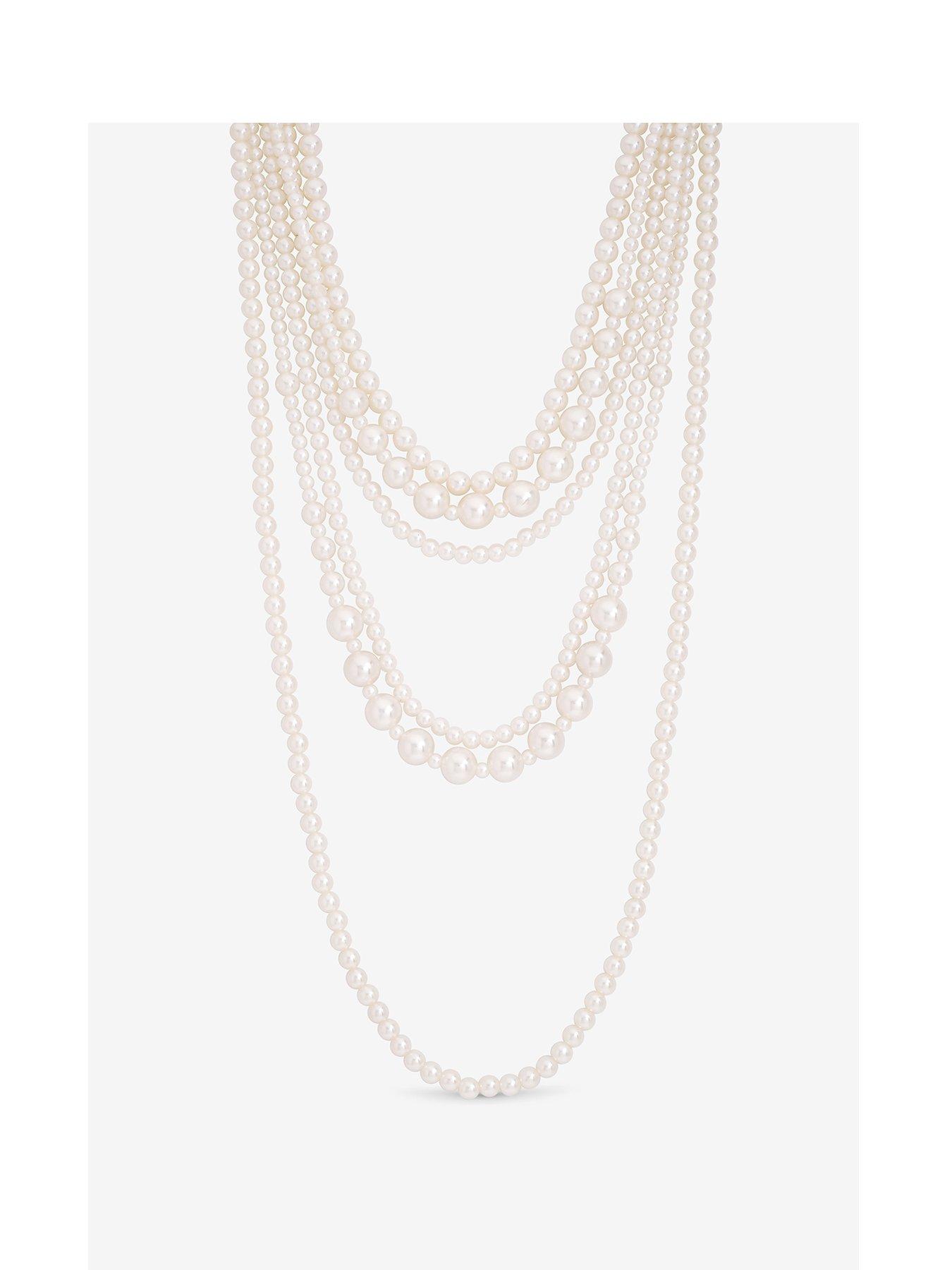 Mood Cream Pearl Multi Row Statement Necklace