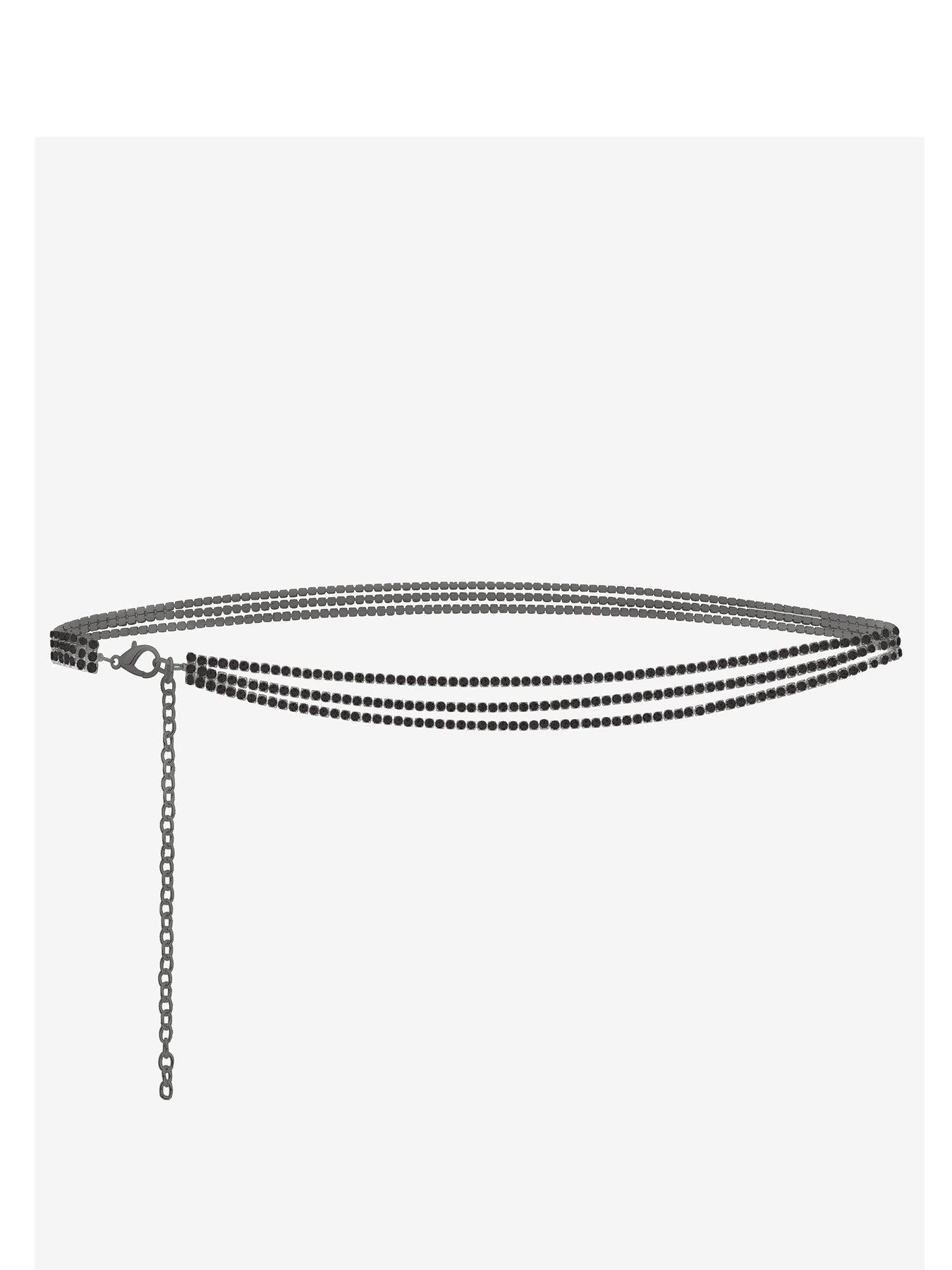 Mood Jet Crystal Layered Chain Belt