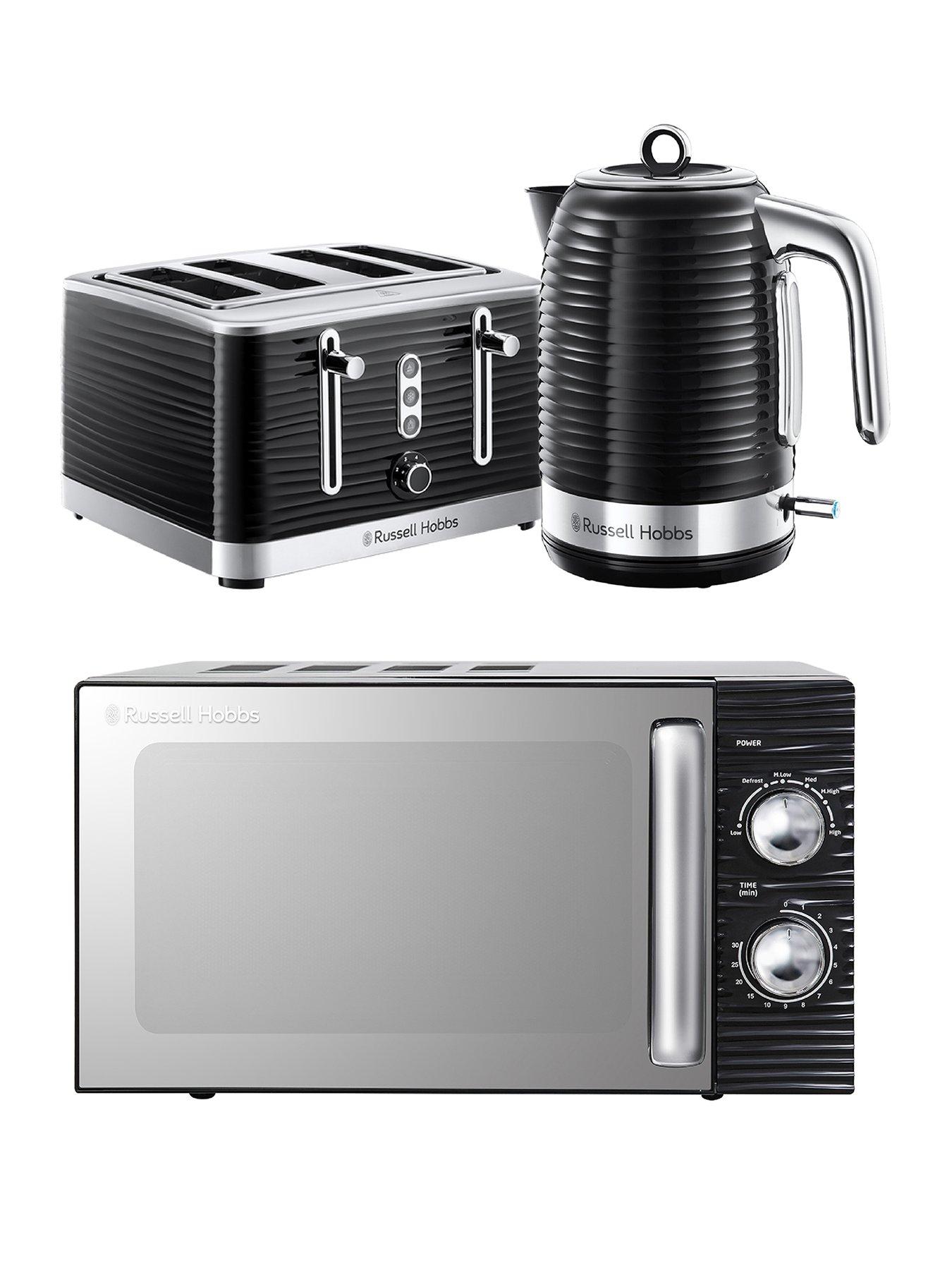Image 1 of 7 of Russell Hobbs Inspire Bundle - Kettle, 4 Slice Toaster and Microwave- Black