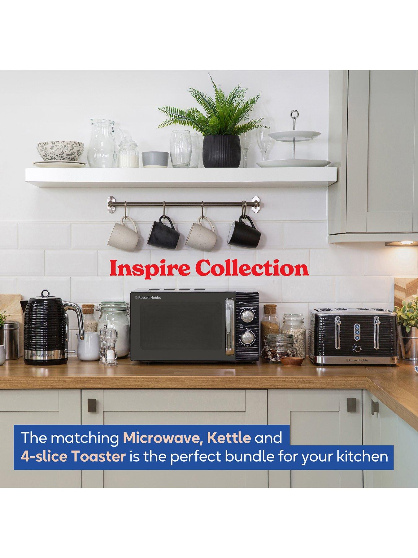 Image 2 of 7 of Russell Hobbs Inspire Bundle - Kettle, 4 Slice Toaster and Microwave- Black