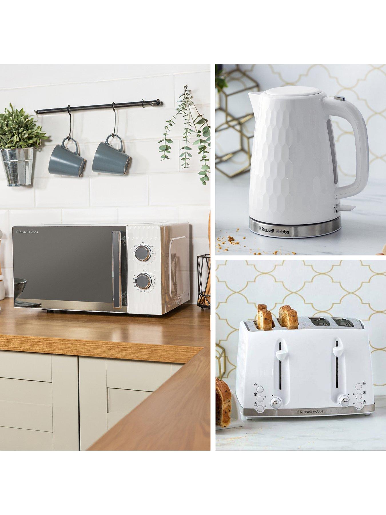 Image 6 of 7 of Russell Hobbs Honeycomb Bundle - Kettle, 4 Slice Toaster and Microwave&nbsp;- White