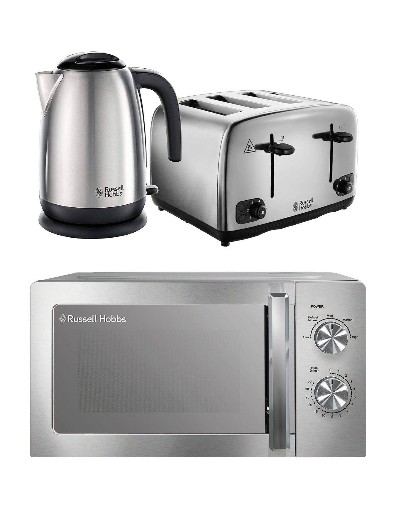 Image 1 of 7 of Russell Hobbs Polished Classic Bundle - Kettle, 4 Slice Toaster and Microwave- Stainless Steel