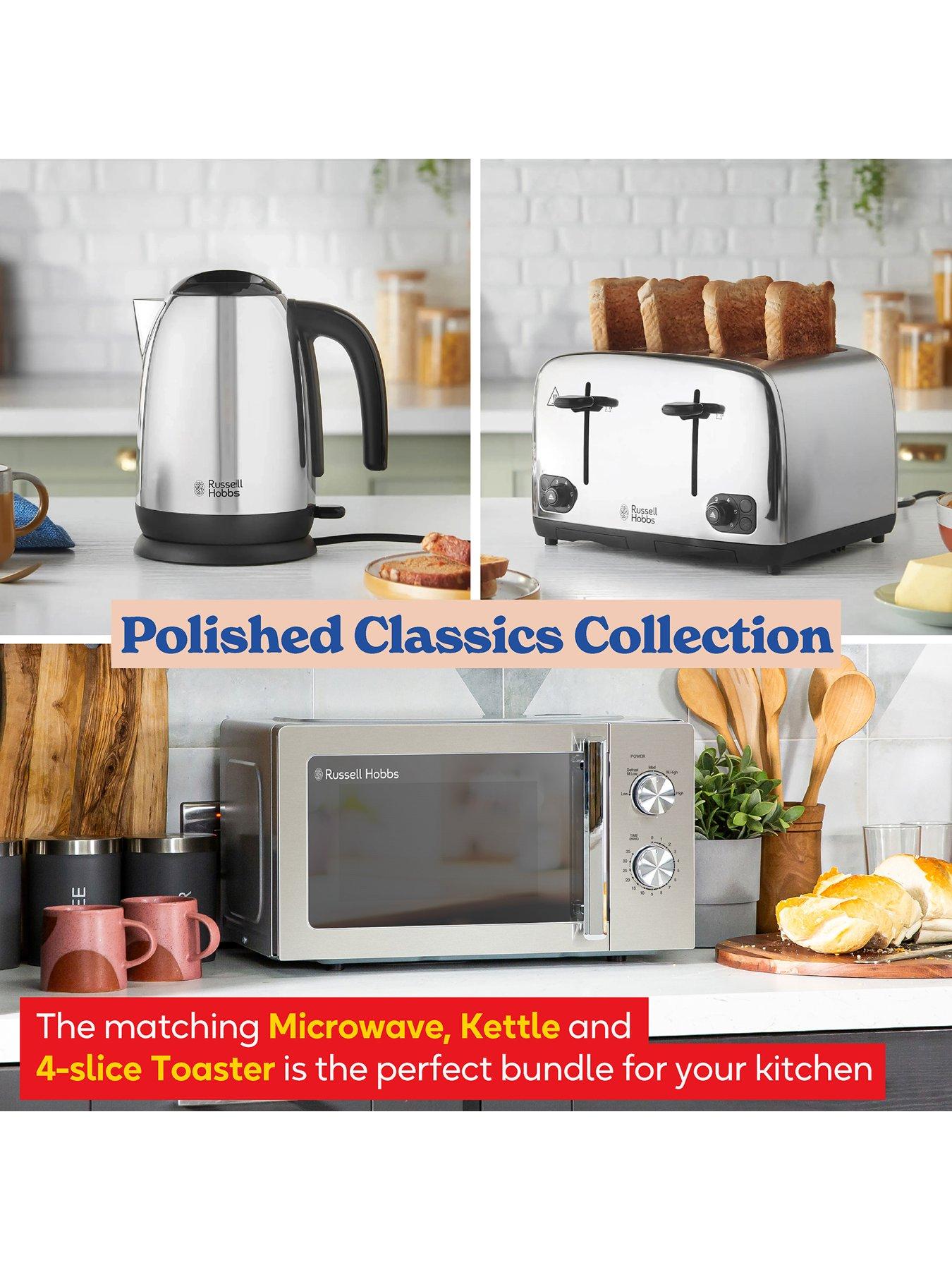 Image 2 of 7 of Russell Hobbs Polished Classic Bundle - Kettle, 4 Slice Toaster and Microwave- Stainless Steel