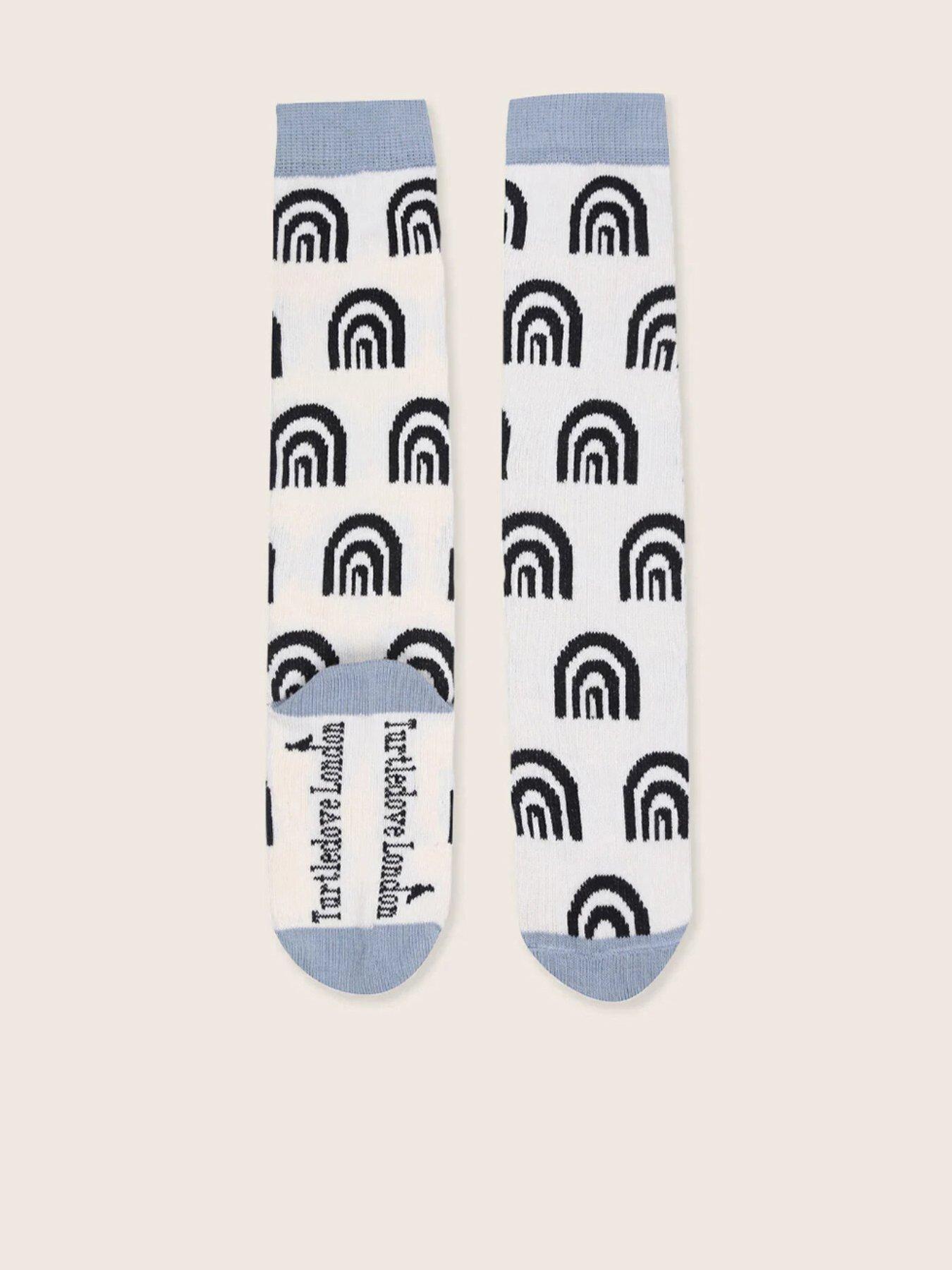Turtledove London Kids Cotton Knee High Rainbow Socks - White