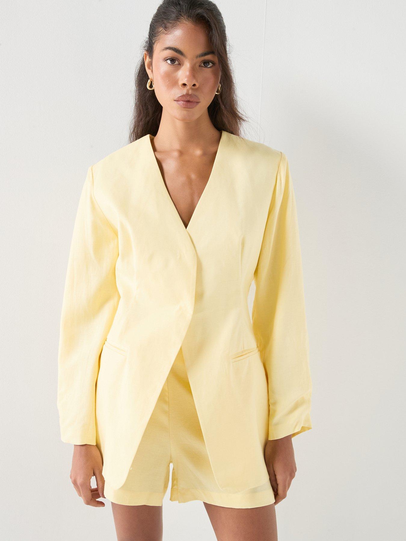 Style Cheat Balloon Sleeve Blazer - Yellow