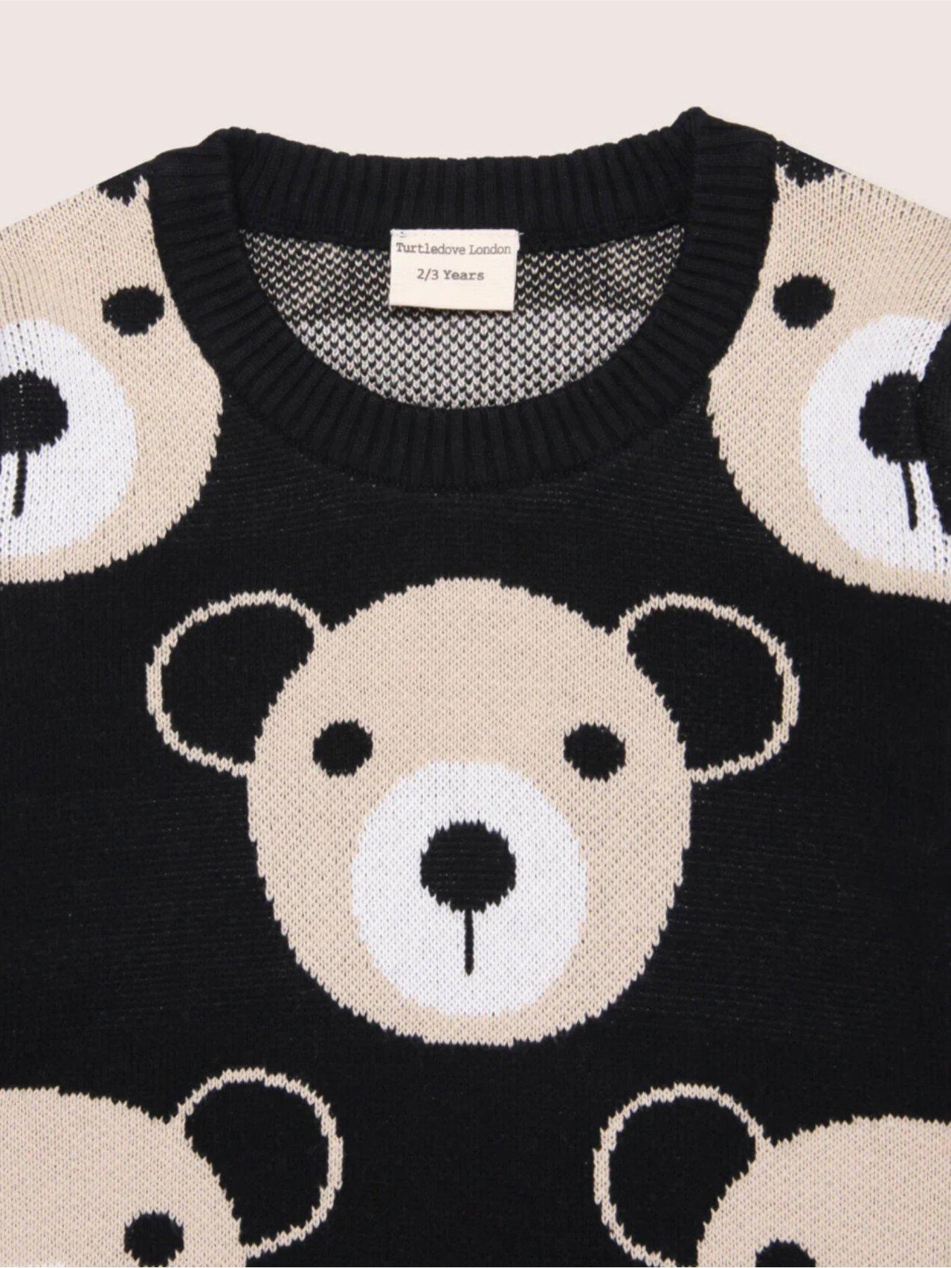 Turtledove London Kids Cotton Teddy Knitted Jumper - Black | Very