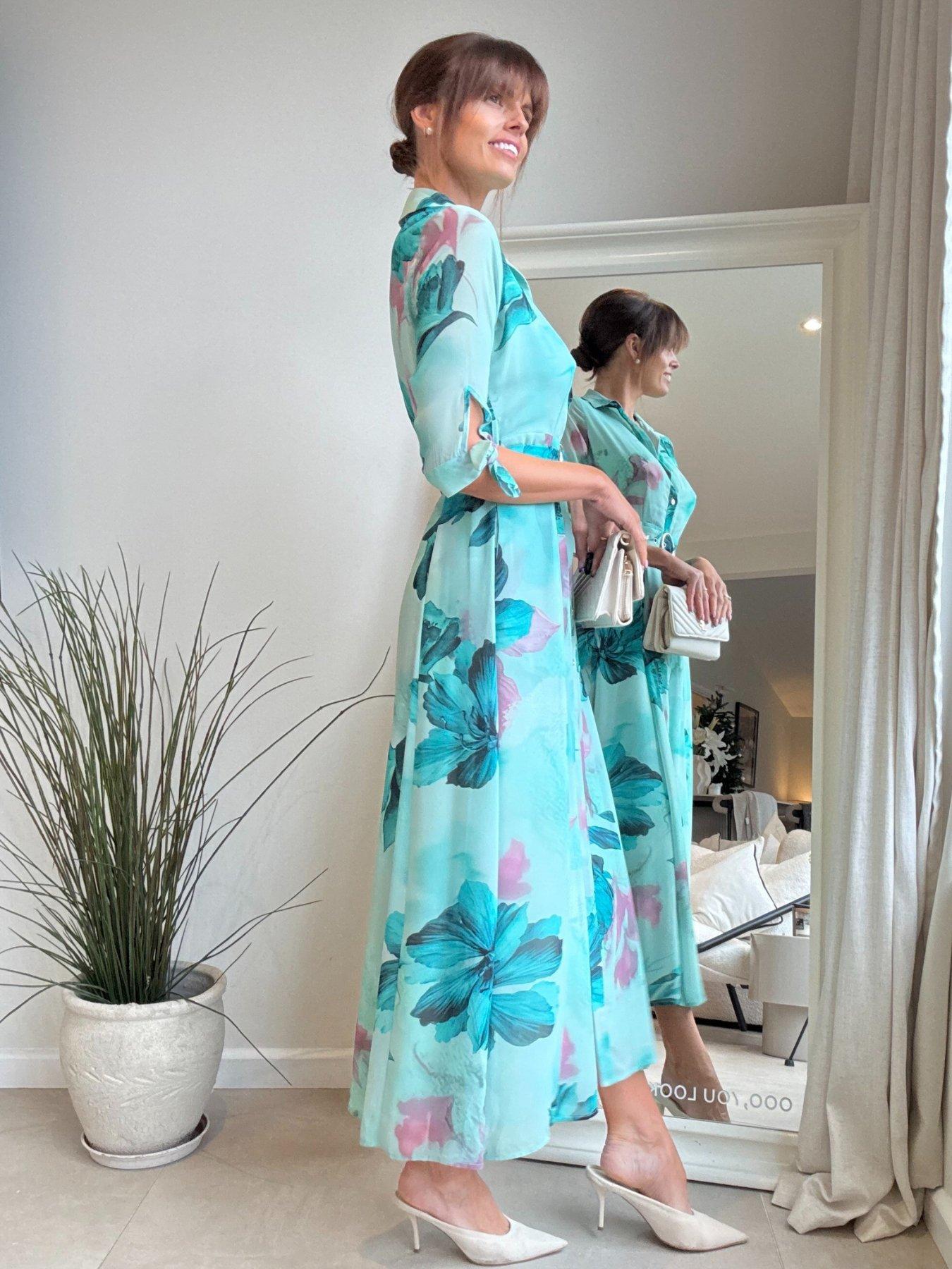 sachin and babi light blue dress Floral printed maxi elegant chiffon dresses 5013 – Xiaolizi main image 1