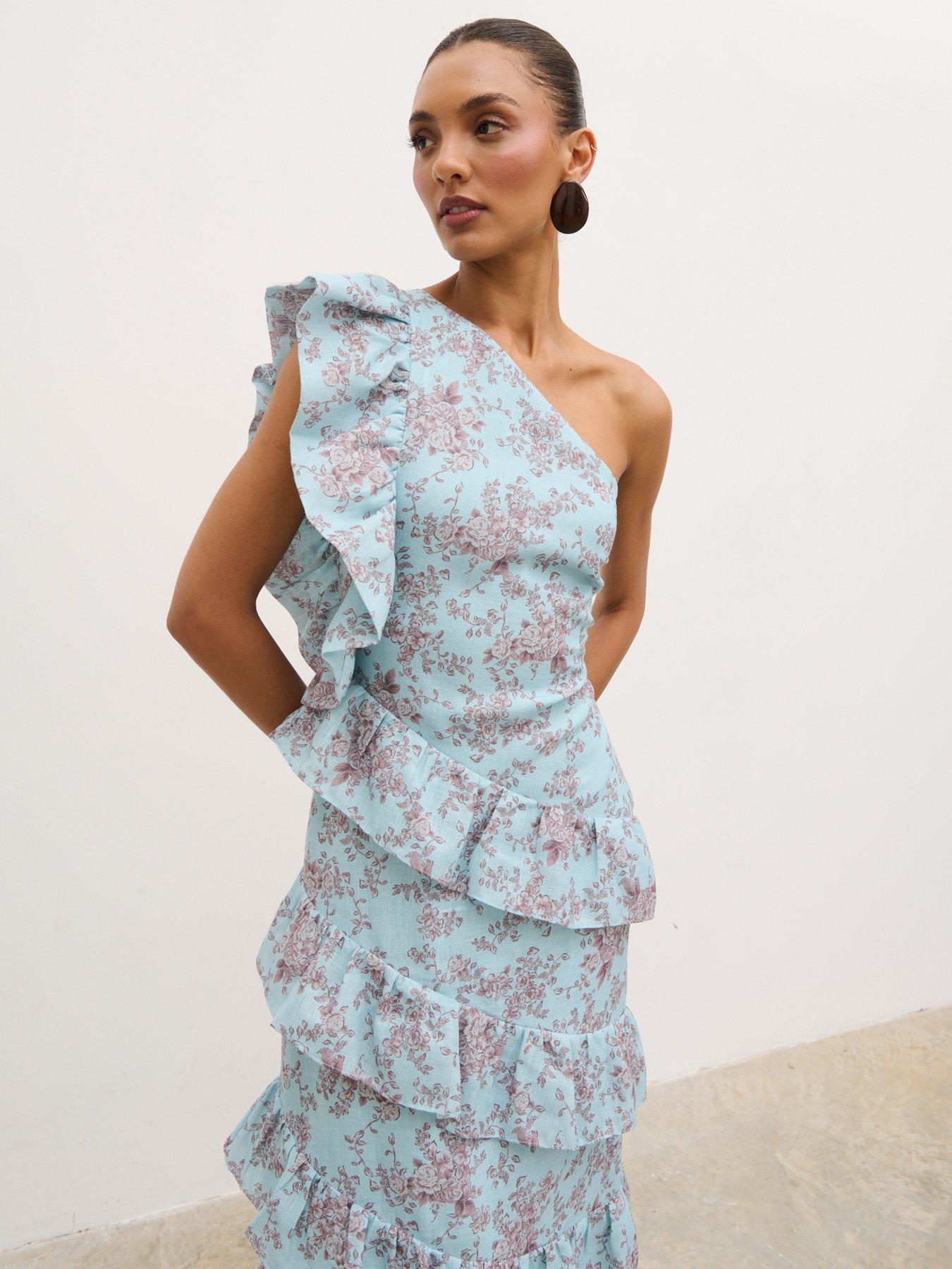 Pretty Lavish Fleur Tiered Frill One Shoulder Midaxi Dress