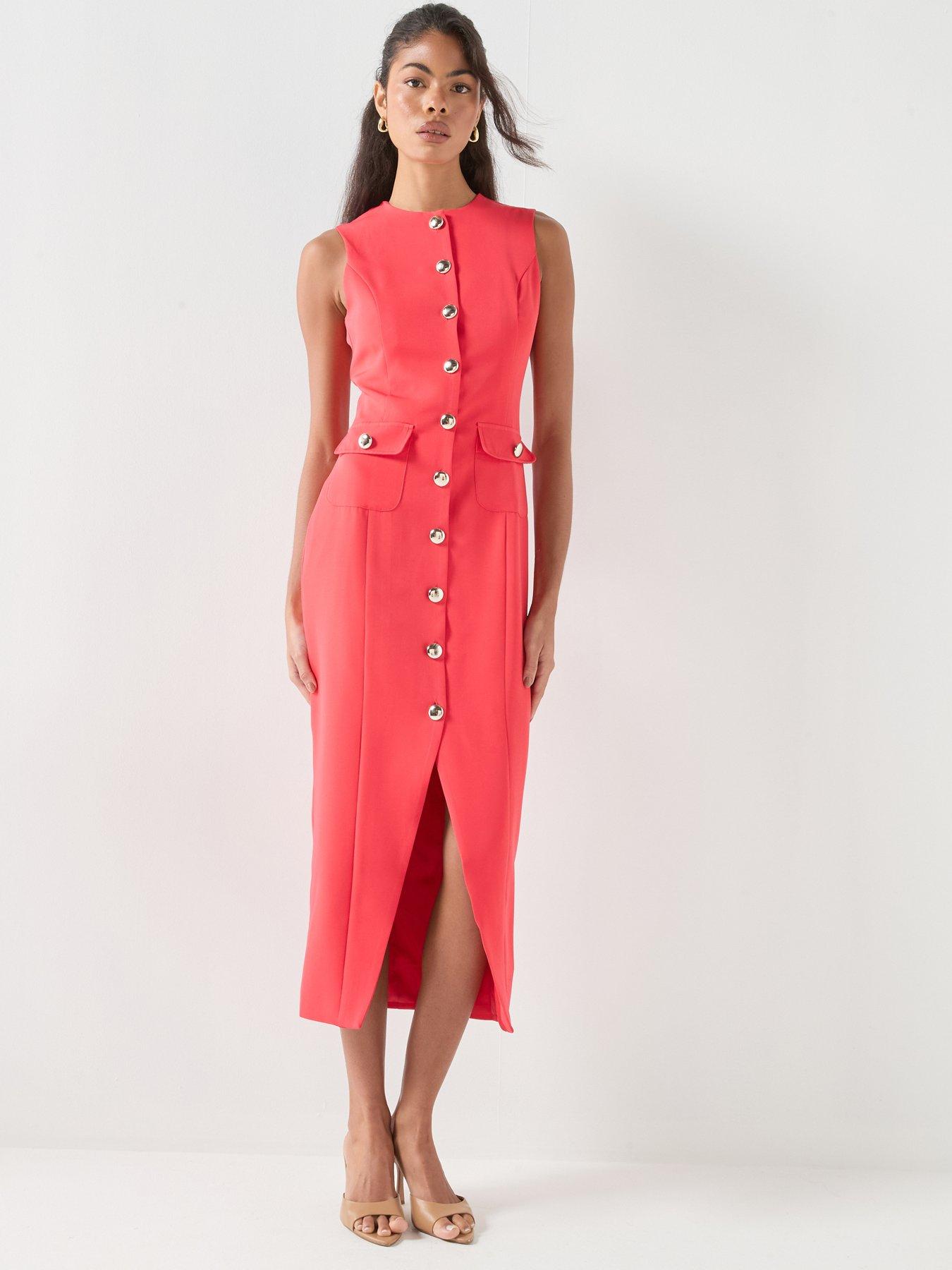 style-cheat-tailored-sleeveless-button-through-dress-red