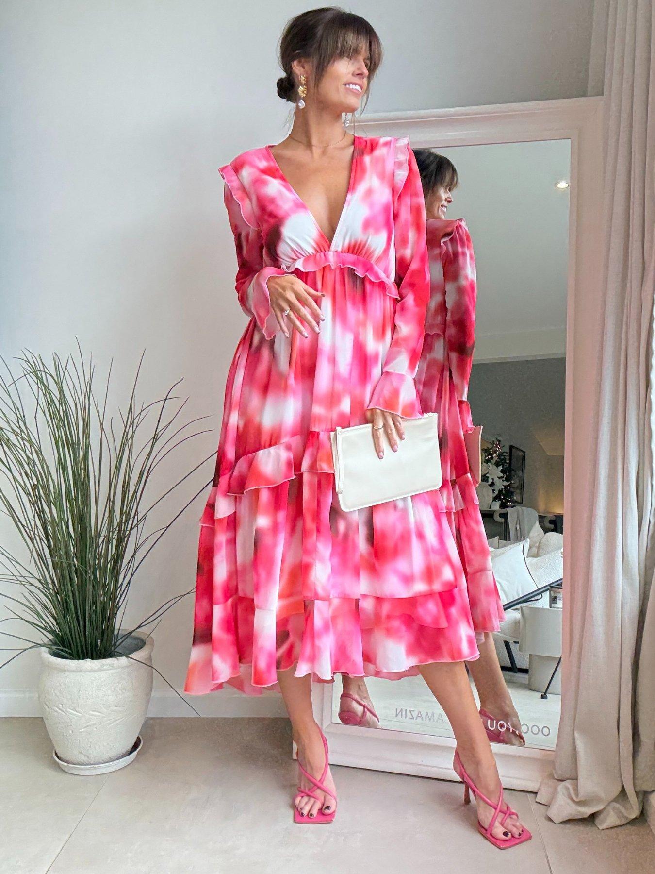 Style Cheat Birdie Long Sleeve Midi Dress - Pink
