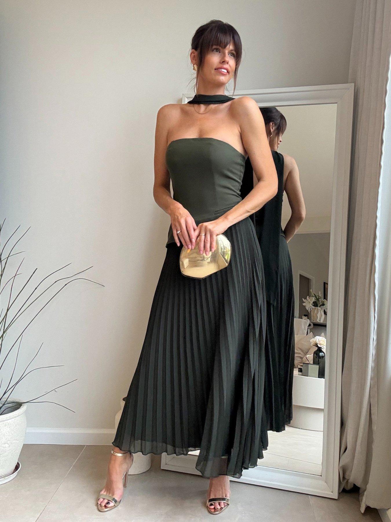 Image 1 of 4 of Style Cheat Pleat Scarf Dress - Green