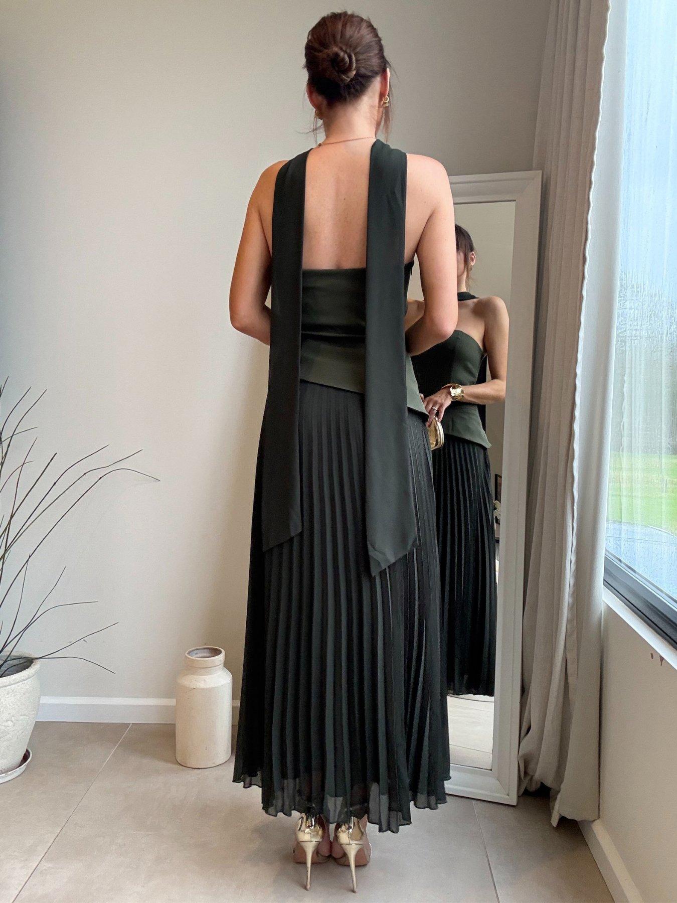 Image 2 of 4 of Style Cheat Pleat Scarf Dress - Green