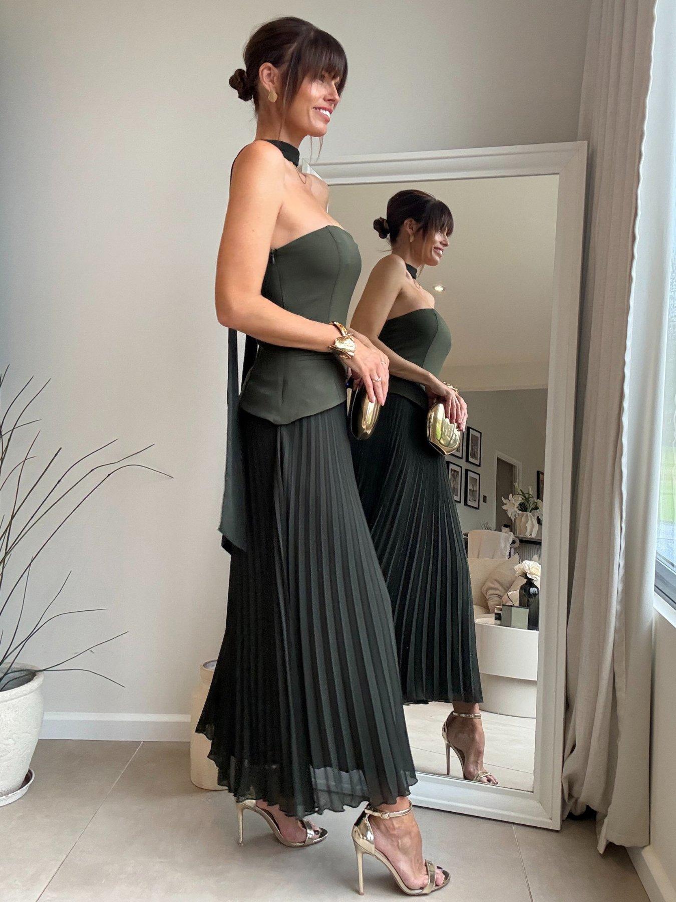 Image 4 of 4 of Style Cheat Pleat Scarf Dress - Green