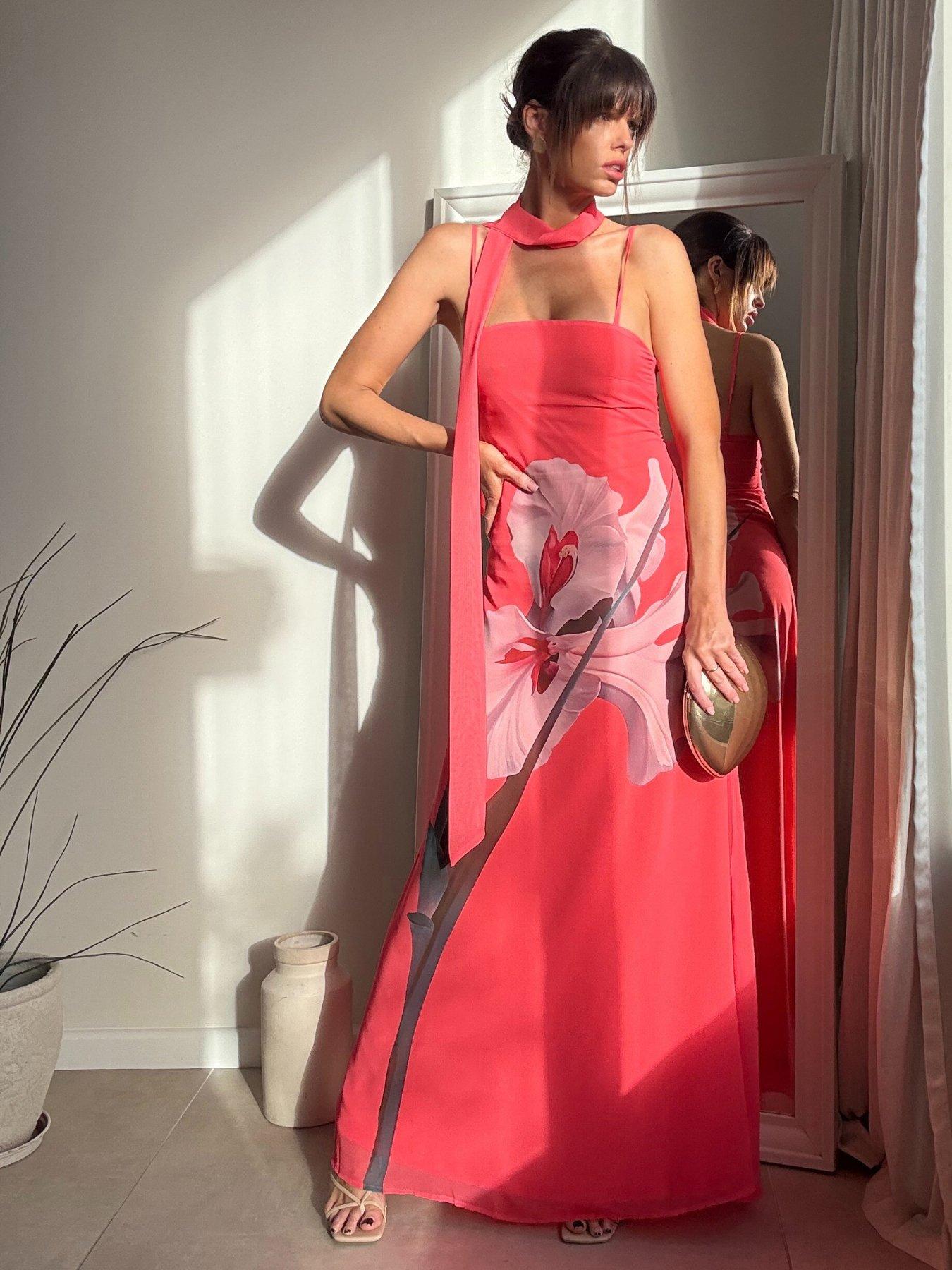 Style Cheat Satin Scarf Dress