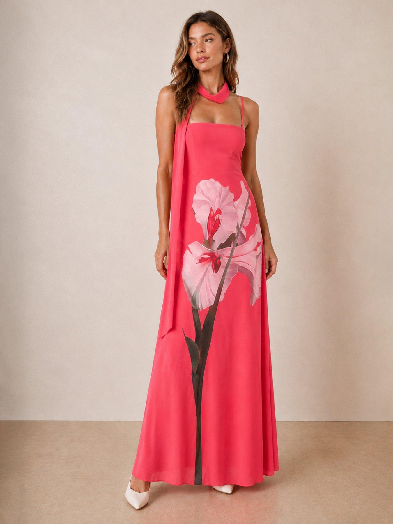 strapless open back dress Rivi Neck Scarf Maxi Dress – Zandra Stone main image 1
