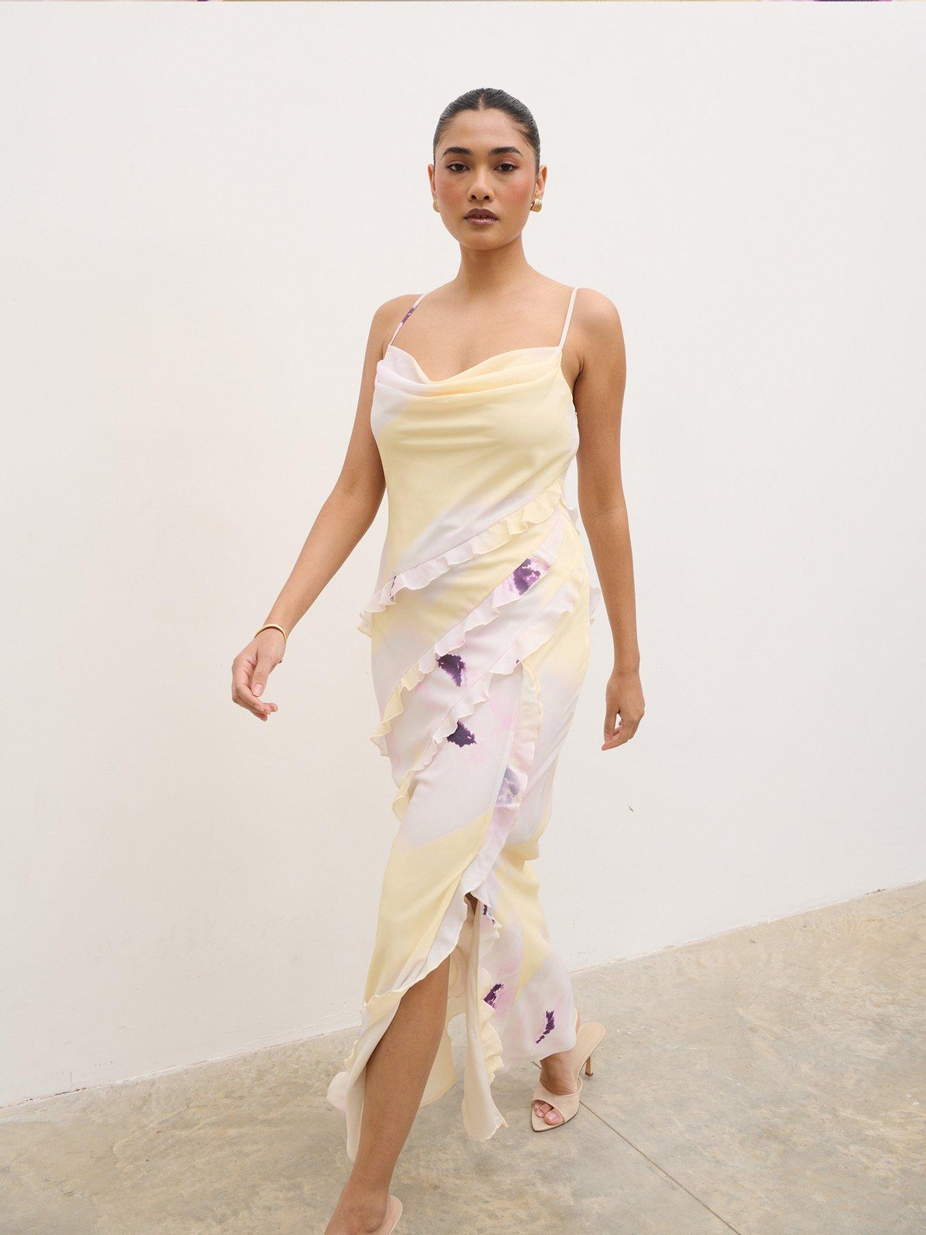 Pretty Lavish Constance Ruffle Maxi Dress - Watercolour Poppy | Very